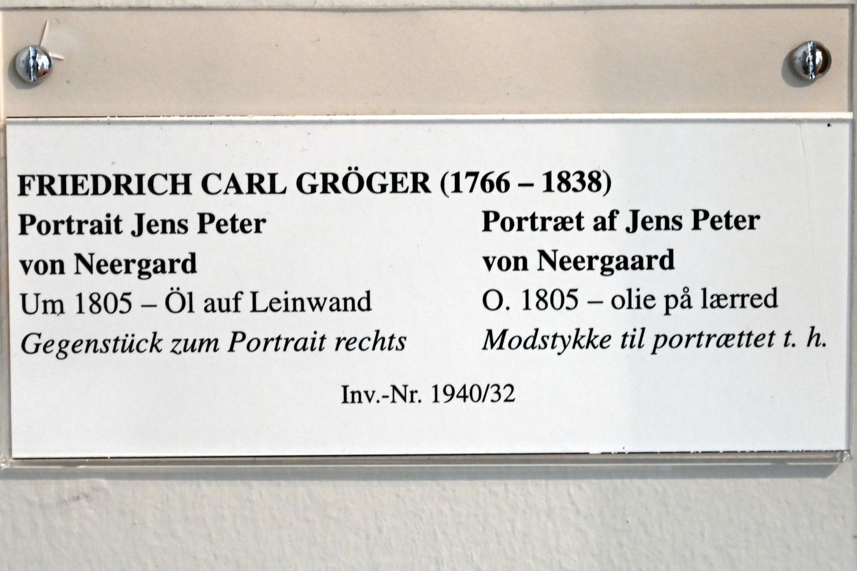 Friedrich Carl Gröger (1800–1838), Portrait Jens Peter von Neergard, Schleswig, Landesmuseum für Kunst und Kulturgeschichte, Saal 37, um 1805, Bild 2/2