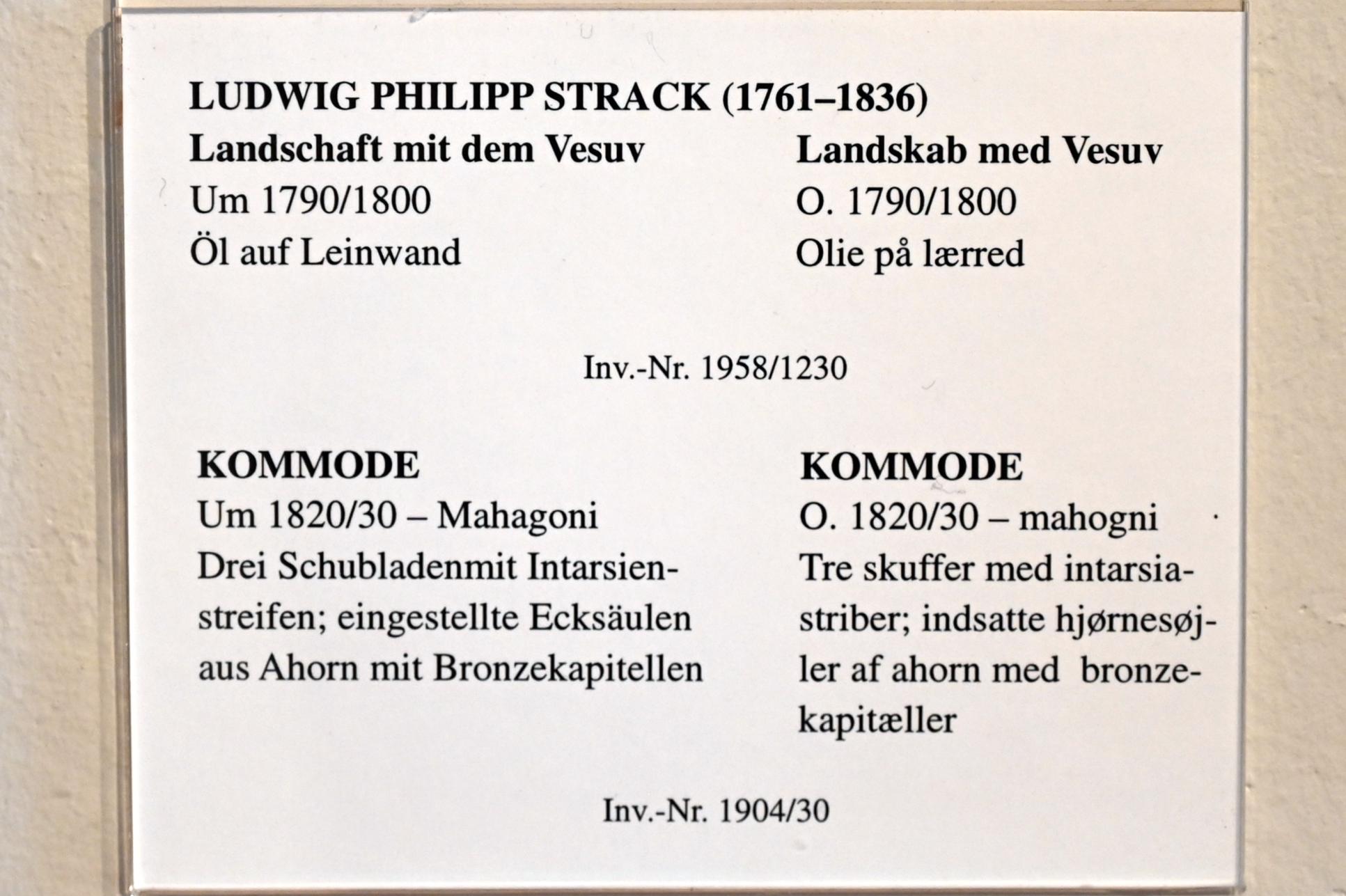 Ludwig Philipp Strack (1793–1795), Landschaft mit dem Vesuv, Schleswig, Landesmuseum für Kunst und Kulturgeschichte, Saal 37, um 1790–1800, Bild 2/2