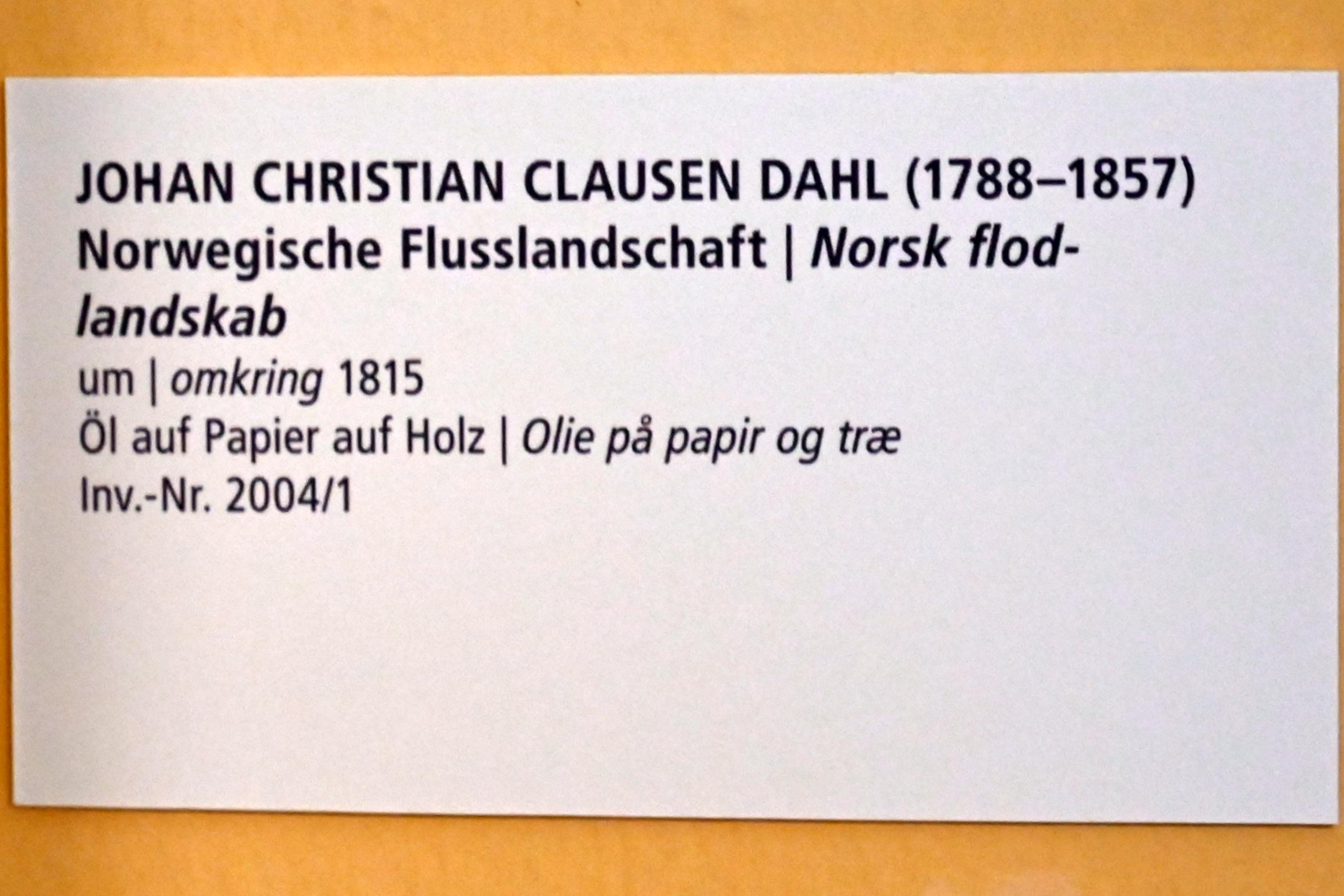 Johan Christian Clausen Dahl (1815–1852), Norwegische Flusslandschaft, Schleswig, Landesmuseum für Kunst und Kulturgeschichte, Saal 41, um 1815, Bild 2/2