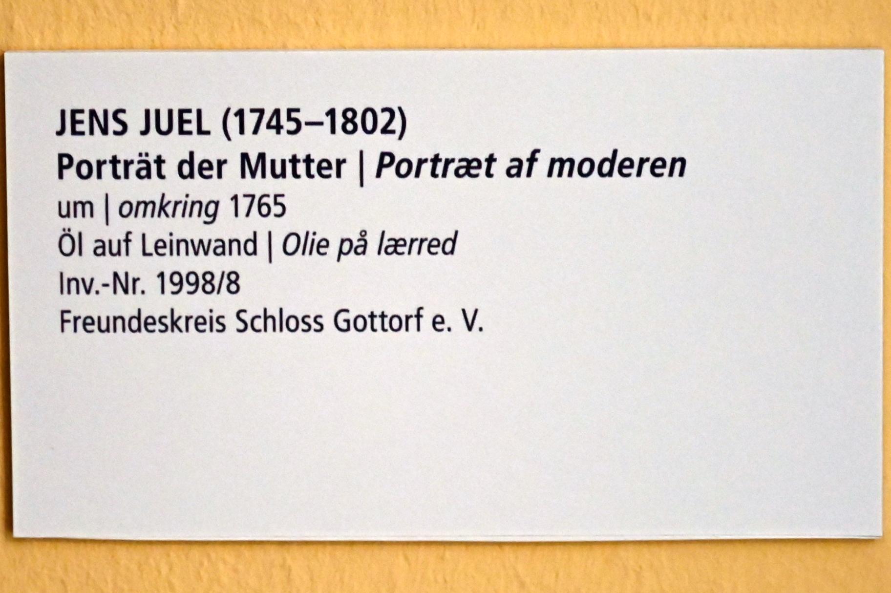 Jens Juel (1765–1797), Porträt der Mutter, Schleswig, Landesmuseum für Kunst und Kulturgeschichte, Saal 41, um 1765, Bild 2/2