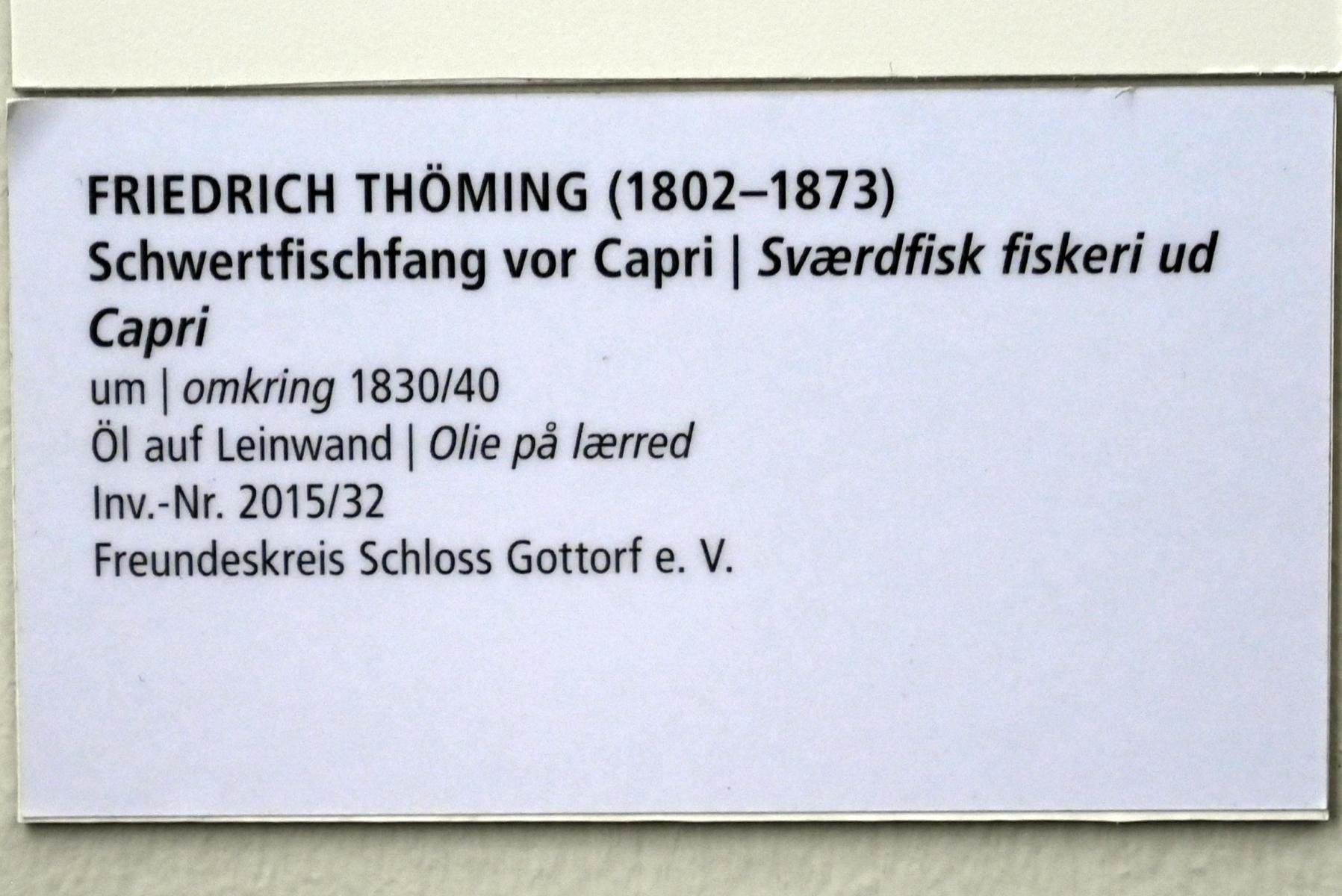 Friedrich Thöming (1835), Schwertfischfang vor Capri, Schleswig, Landesmuseum für Kunst und Kulturgeschichte, Saal 44, um 1830–1840, Bild 2/2
