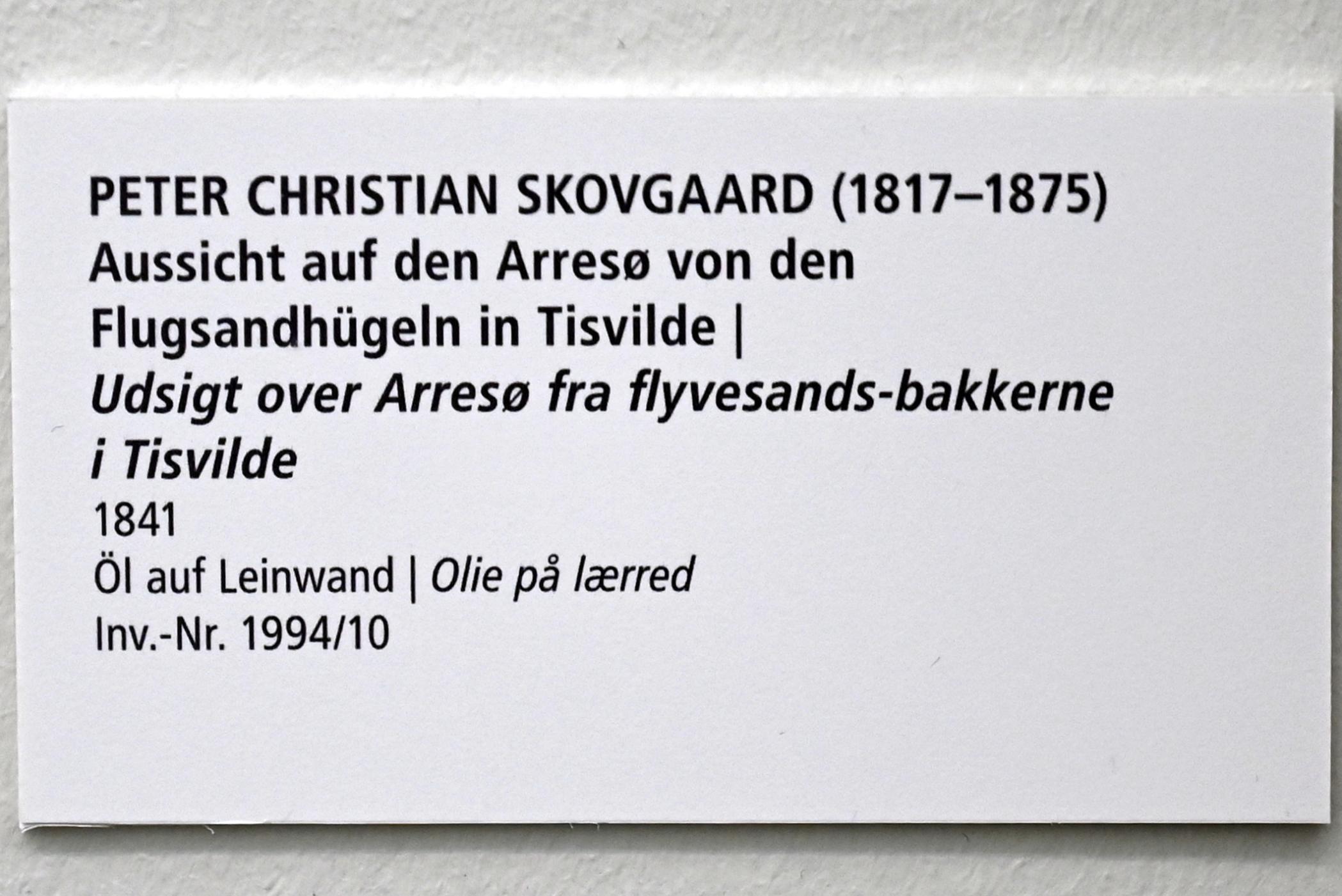 P.C. Skovgaard (1841–1842), Aussicht auf den Arresø von den Flugsandhügeln in Tisvilde, Schleswig, Landesmuseum für Kunst und Kulturgeschichte, Saal 44, 1841, Bild 2/2