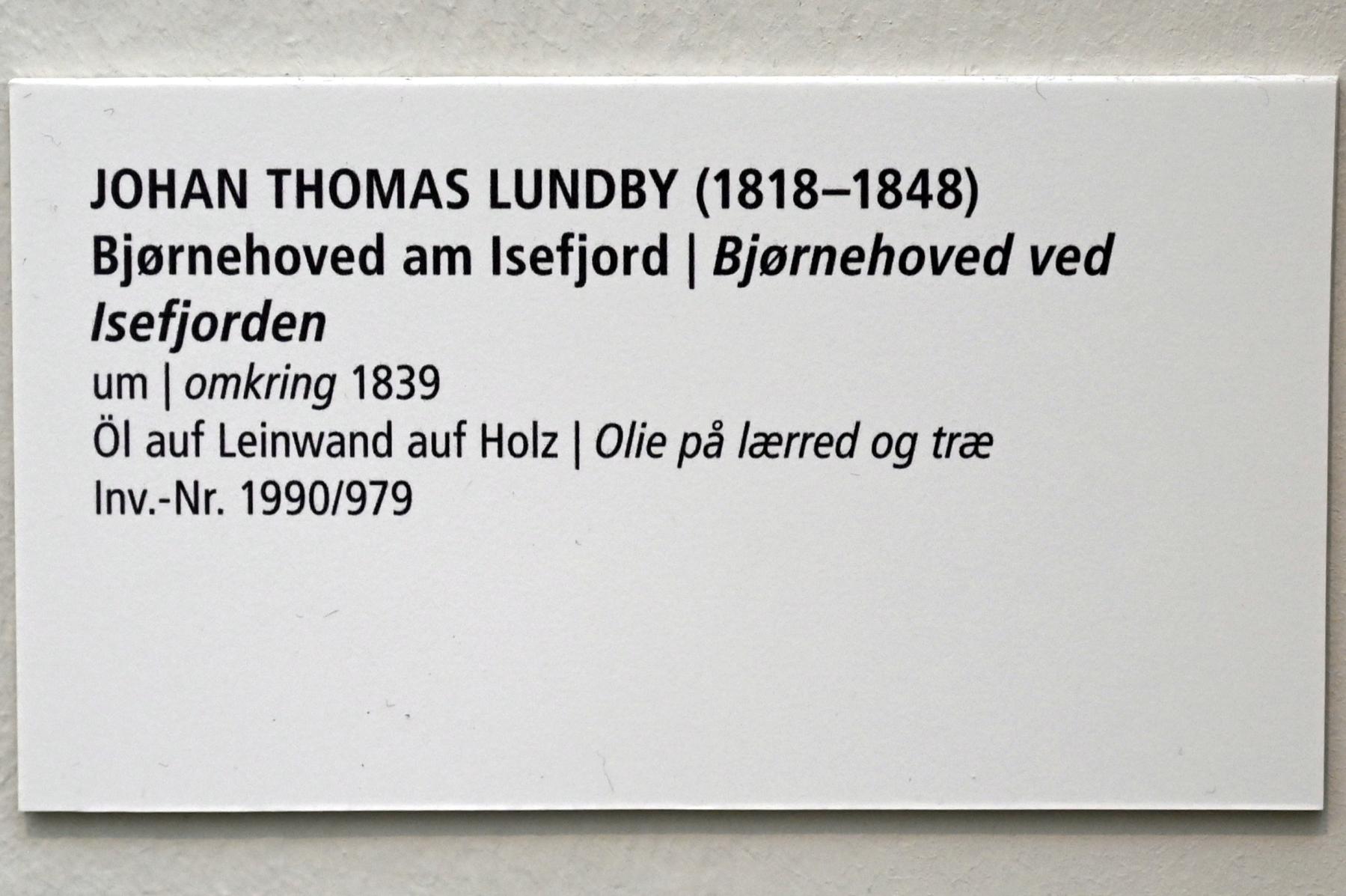 Johan Thomas Lundbye (1837–1839), Bjørnehoved am Isefjord, Schleswig, Landesmuseum für Kunst und Kulturgeschichte, Saal 44, um 1839, Bild 2/2