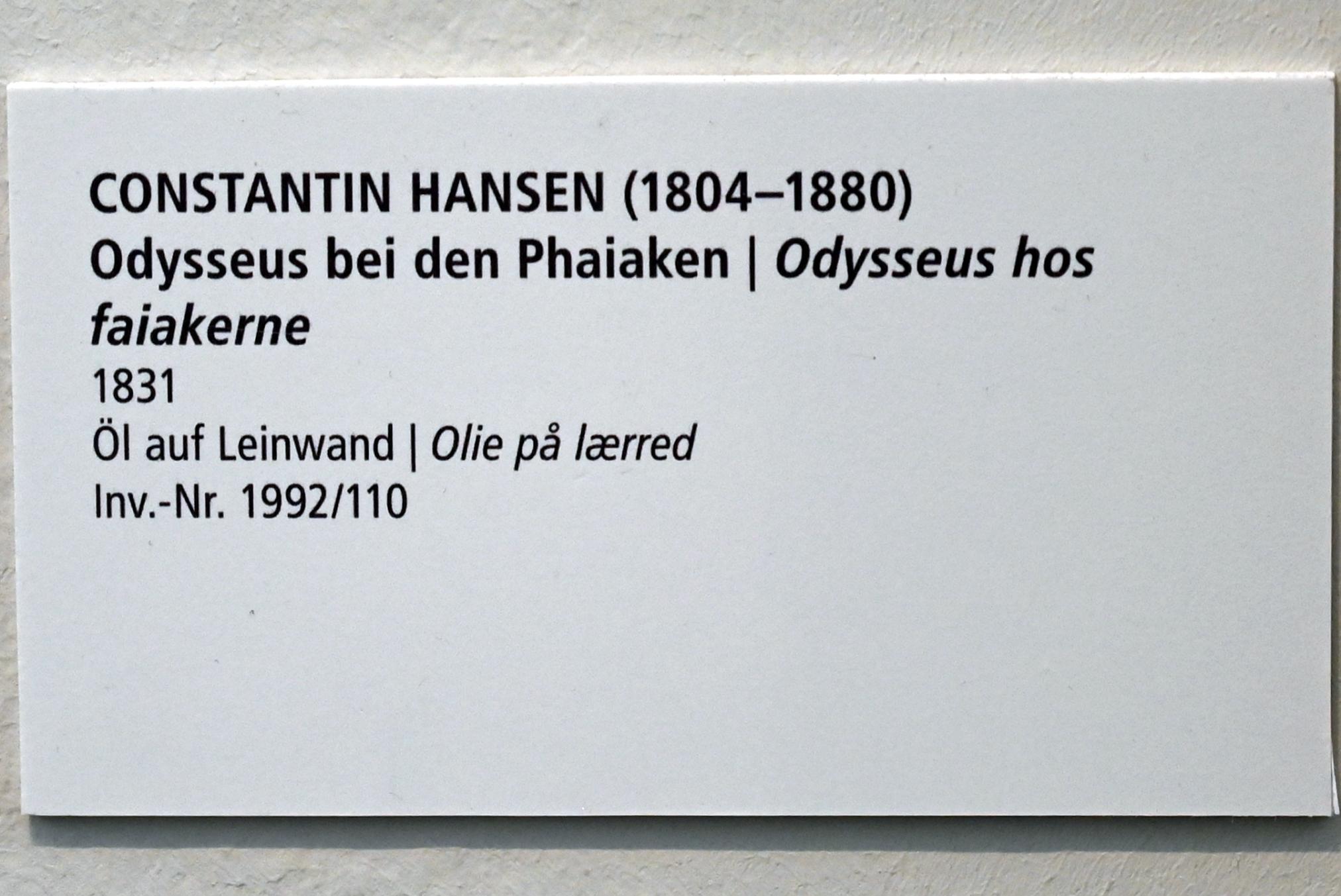 Constantin Hansen (1831–1860), Odysseus bei den Phaiaken, Schleswig, Landesmuseum für Kunst und Kulturgeschichte, Saal 44, 1831, Bild 2/2