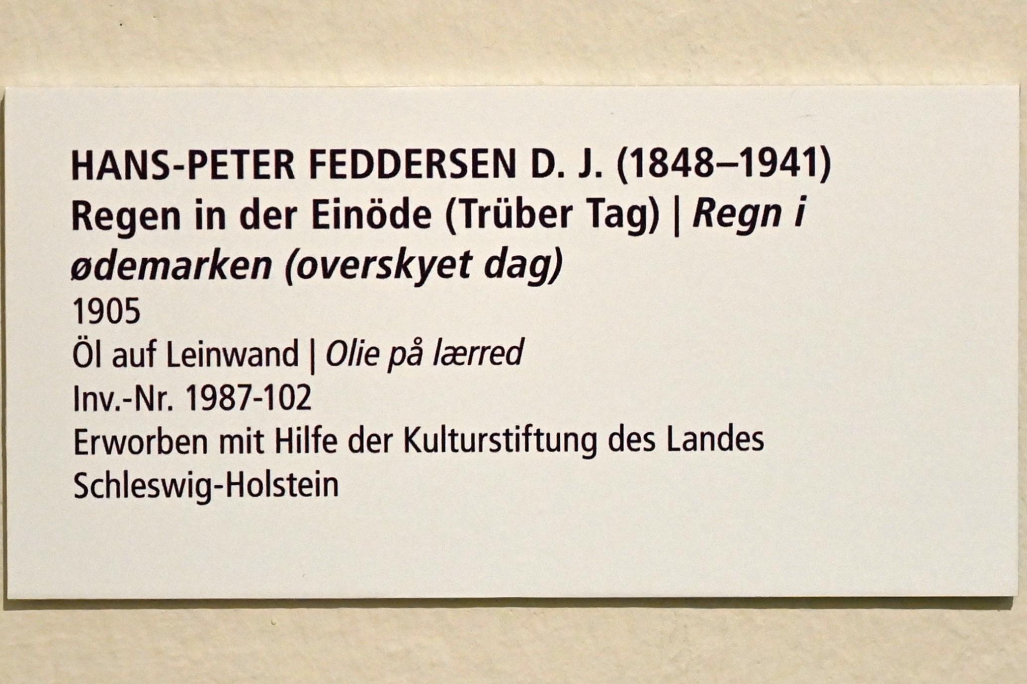 Hans Peter Feddersen (1872–1929), Regen in der Einöde (Trüber Tag), Schleswig, Landesmuseum für Kunst und Kulturgeschichte, Saal 45, 1905, Bild 2/2