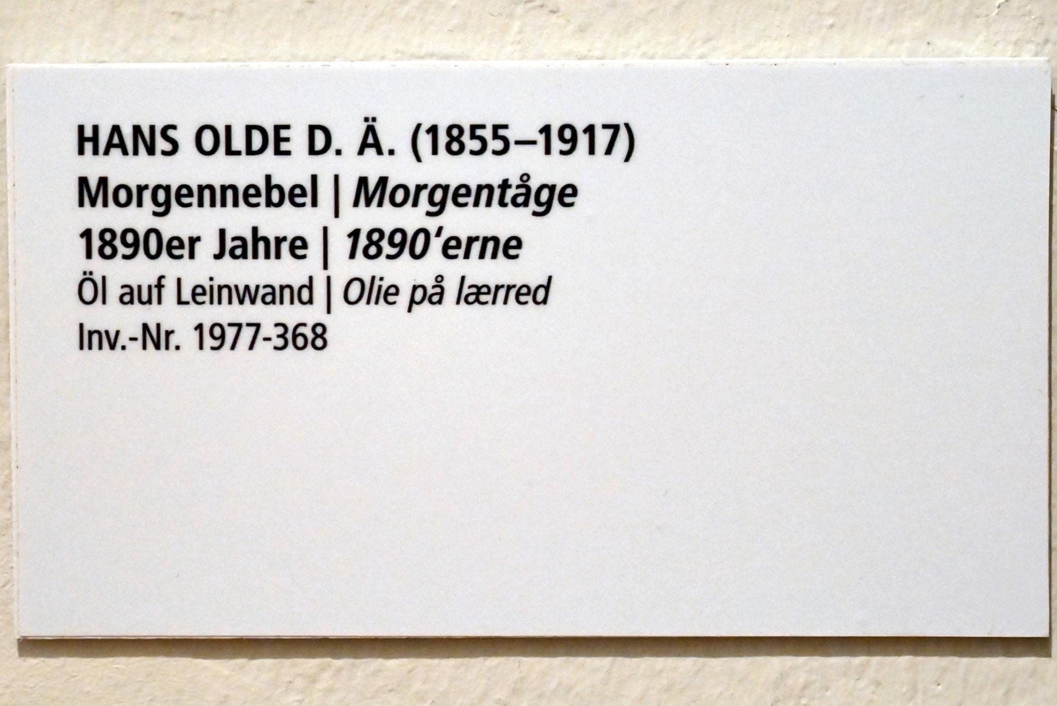 Hans Olde (1882–1916), Morgennebel, Schleswig, Landesmuseum für Kunst und Kulturgeschichte, Saal 45, um 1890–1900, Bild 2/2