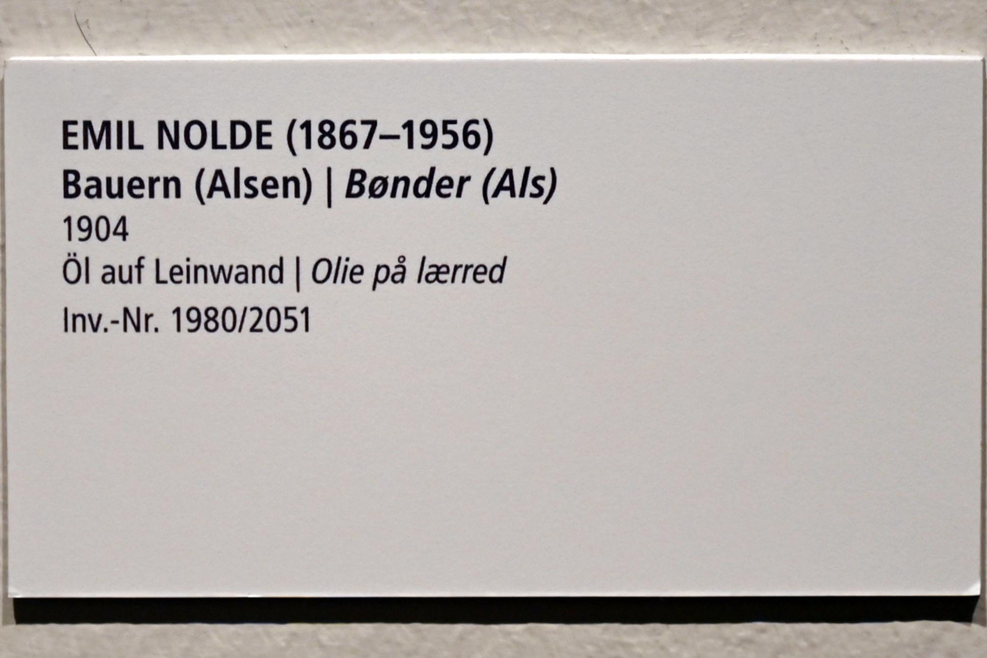 Emil Nolde (1903–1946), Bauern (Alsen), Schleswig, Landesmuseum für Kunst und Kulturgeschichte, Saal 45, 1904, Bild 2/2