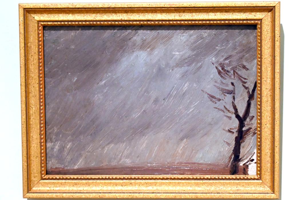 Hans Olde (1882–1906): Einsamer Baum vor regnerischem Himmel, um 1890–1900