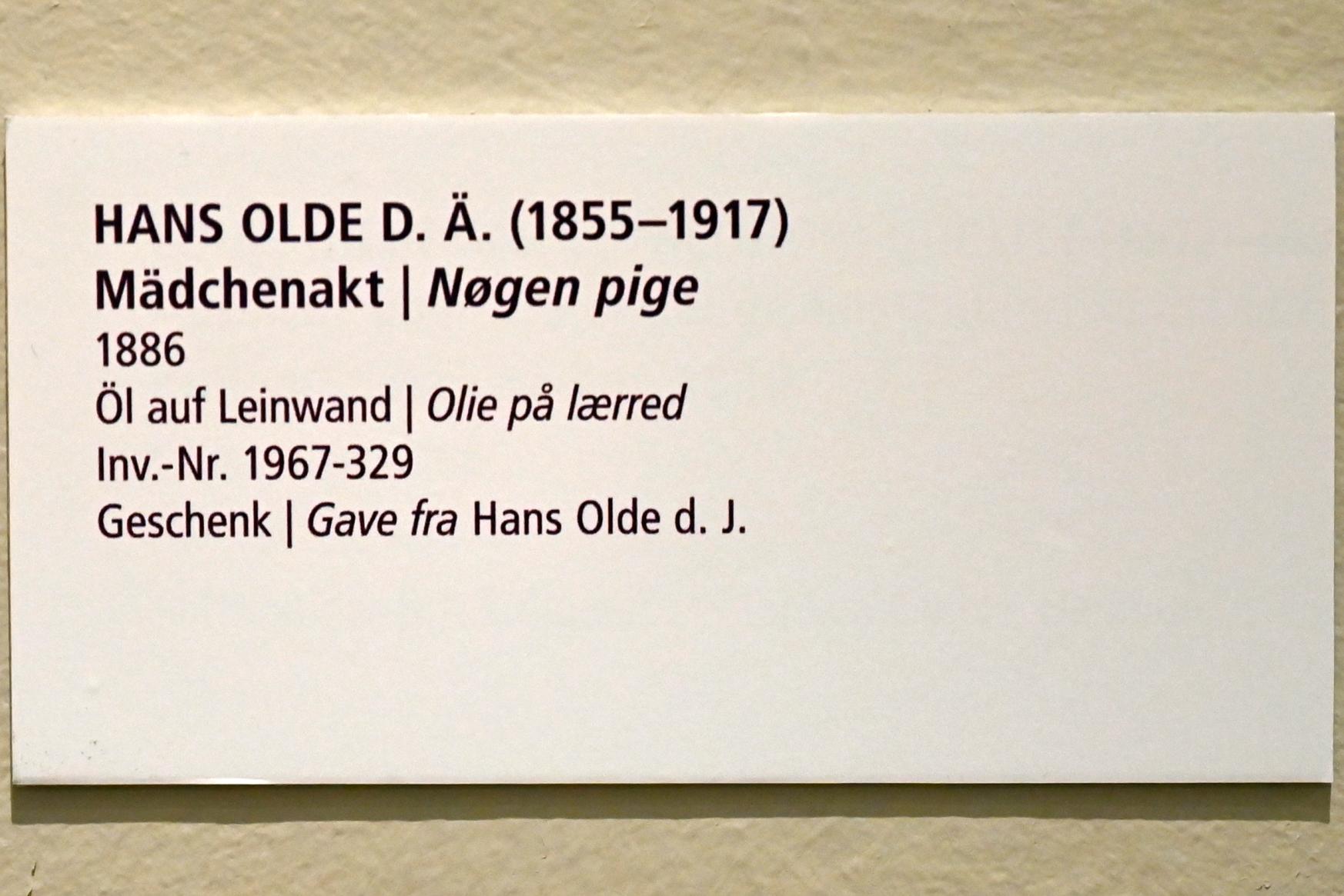 Hans Olde (1882–1916), Mädchenakt, Schleswig, Landesmuseum für Kunst und Kulturgeschichte, Saal 45, 1886, Bild 2/2