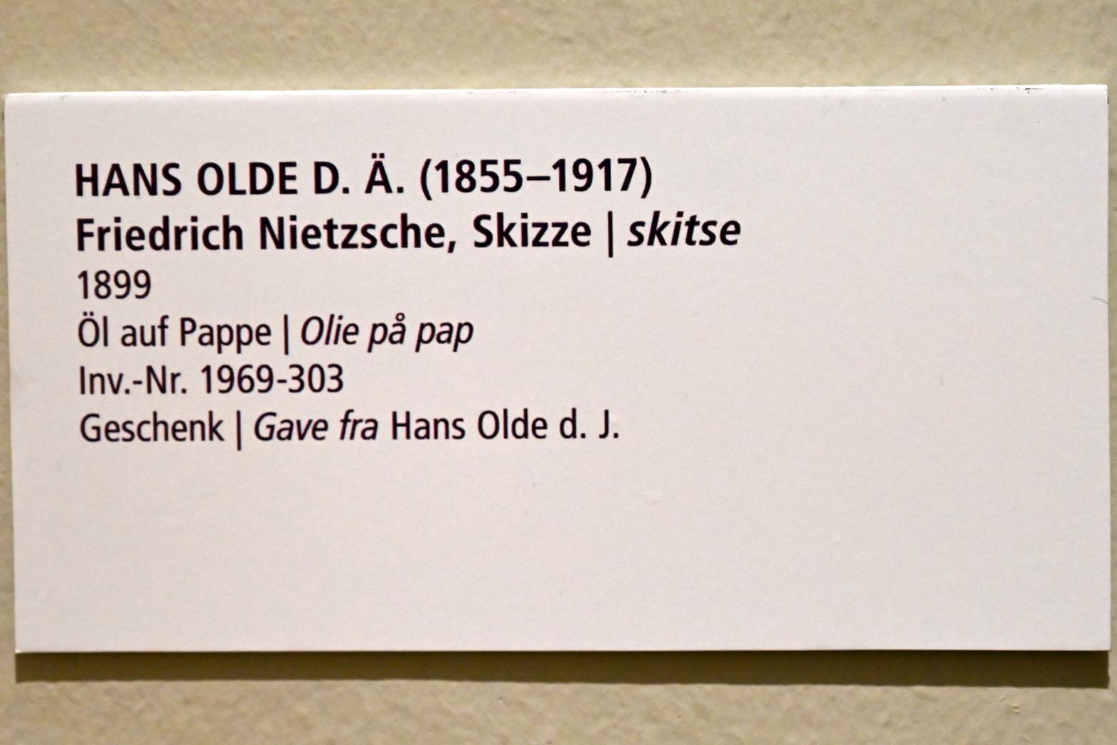 Hans Olde (1882–1916), Friedrich Nietzsche, Skizze, Schleswig, Landesmuseum für Kunst und Kulturgeschichte, Saal 45, 1899, Bild 2/2