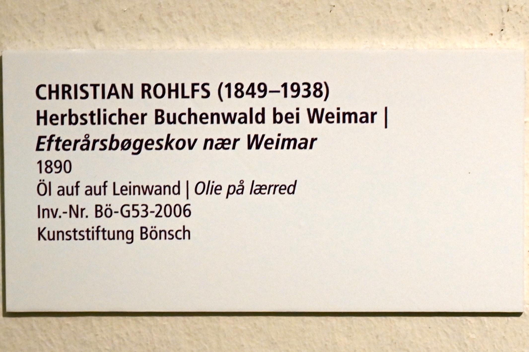 Christian Rohlfs (1874–1930), Herbstlicher Buchenwald bei Weimar, Schleswig, Landesmuseum für Kunst und Kulturgeschichte, Saal 45, 1890, Bild 2/2