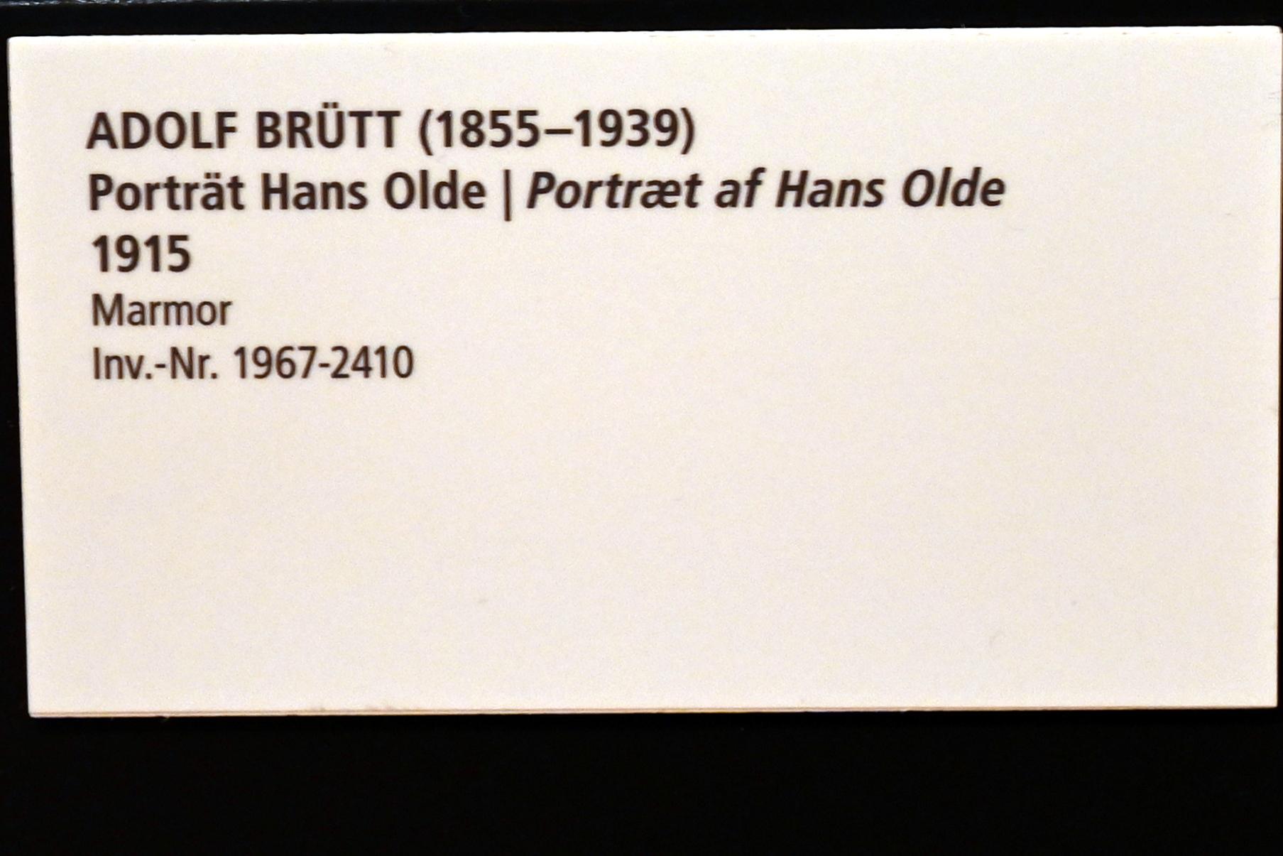 Adolf Brütt (1889–1915), Porträt Hans Olde, Schleswig, Landesmuseum für Kunst und Kulturgeschichte, Saal 45, 1915, Bild 3/3