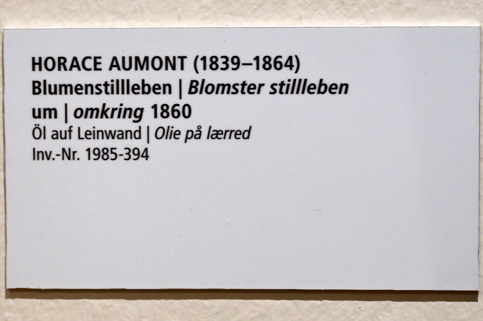 Horace Aumont (1860), Bluemnstillleben, Schleswig, Landesmuseum für Kunst und Kulturgeschichte, Saal 45, um 1860, Bild 2/2