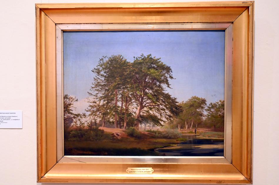 Heinrich Buntzen (1841–1849), Landschaft mit Bäumen an einem Gewässer, Schleswig, Landesmuseum für Kunst und Kulturgeschichte, Saal 45, 2. Drittel 19. Jhd., Bild 1/2