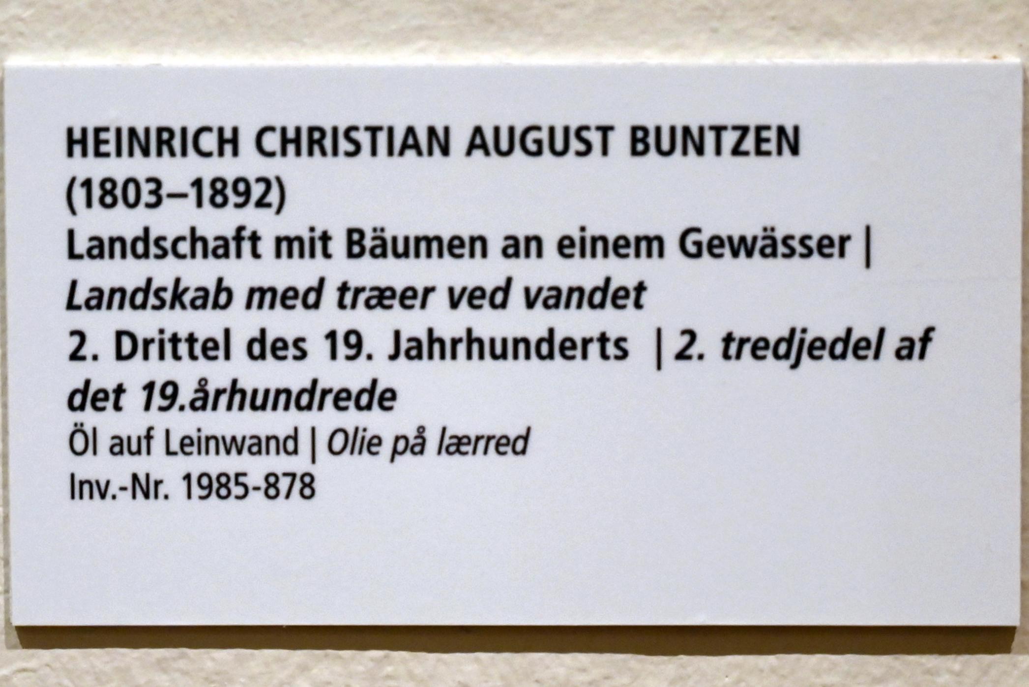 Heinrich Buntzen (1841–1849), Landschaft mit Bäumen an einem Gewässer, Schleswig, Landesmuseum für Kunst und Kulturgeschichte, Saal 45, 2. Drittel 19. Jhd., Bild 2/2