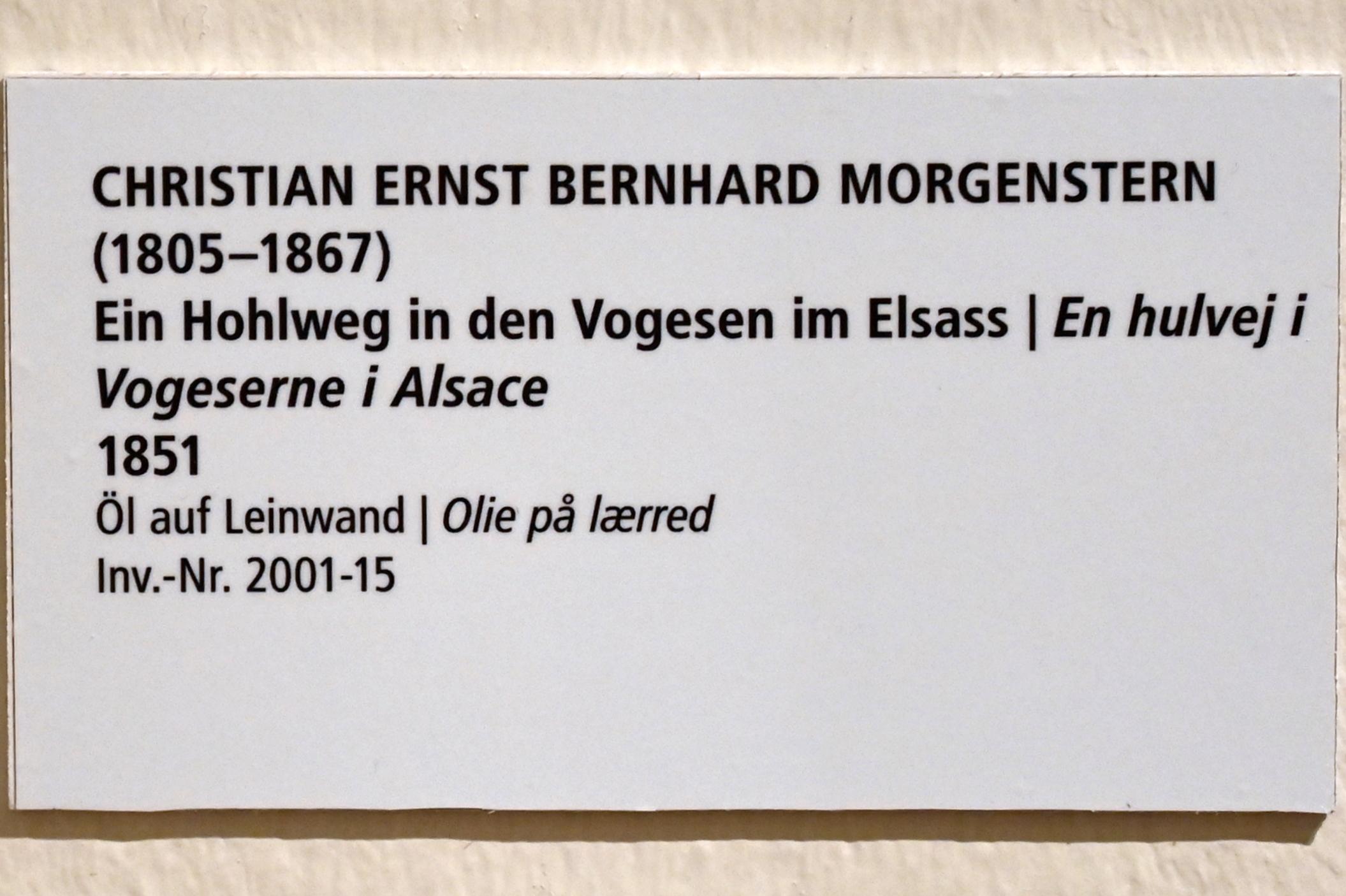 Christian Ernst Bernhard Morgenstern (1832–1851), Ein Hohlweg in den Vogesen im Elsass, Schleswig, Landesmuseum für Kunst und Kulturgeschichte, Saal 45, 1851, Bild 2/2
