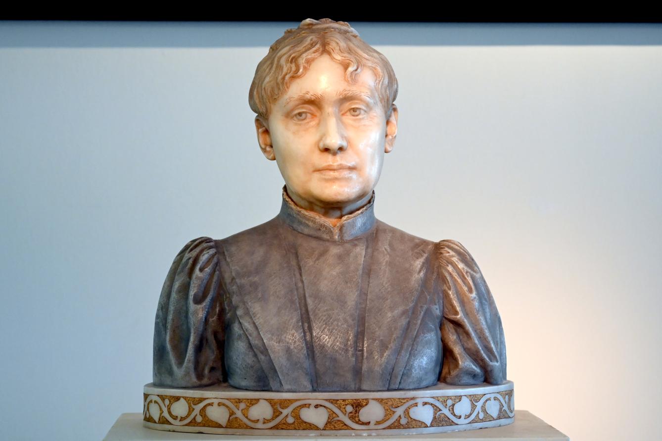 Artur Volkmann (1879–1896), Portraitbüste Anna Anschütz, geb. Volkmann (1832-1901), Tante des Künstlers, Schleswig, Landesmuseum für Kunst und Kulturgeschichte, Jugendstil, 1896, Bild 3/4