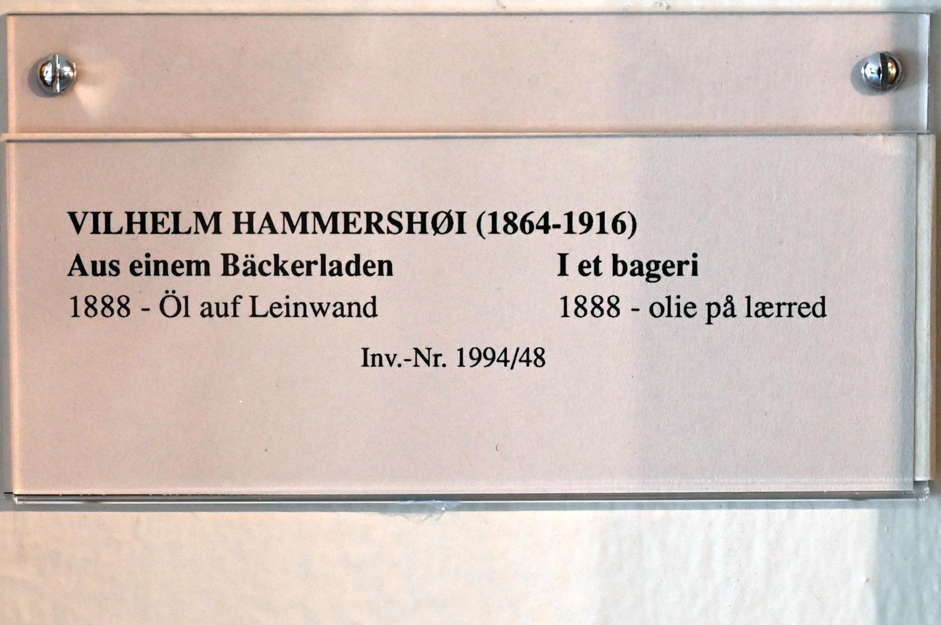 Vilhelm Hammershøi (1885–1912), Aus einem Bäckerladen, Schleswig, Landesmuseum für Kunst und Kulturgeschichte, Jugendstil, 1888, Bild 2/2