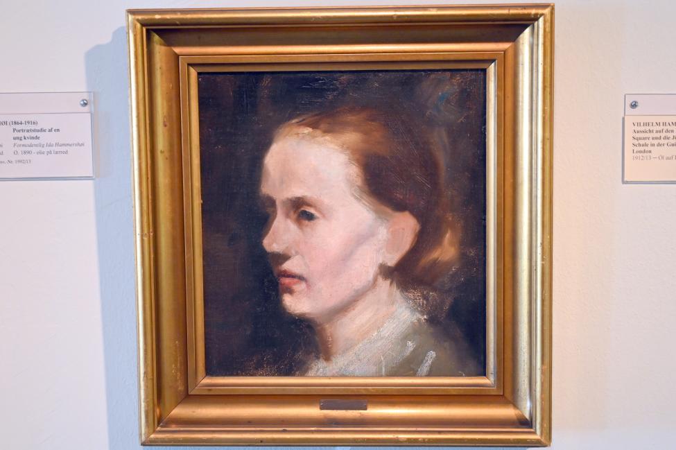 Vilhelm Hammershøi (1885–1912): Portraitstudie einer jungen Frau (vermutlich Ida Hammershøi), um 1890