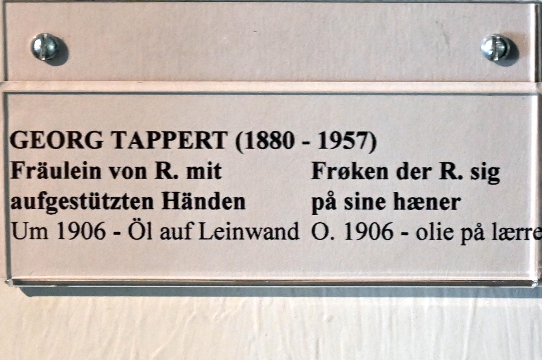Georg Tappert (1904–1919), Fräulein von R. mit aufgestützten Händen, Schleswig, Landesmuseum für Kunst und Kulturgeschichte, Jugendstil, um 1906, Bild 2/2