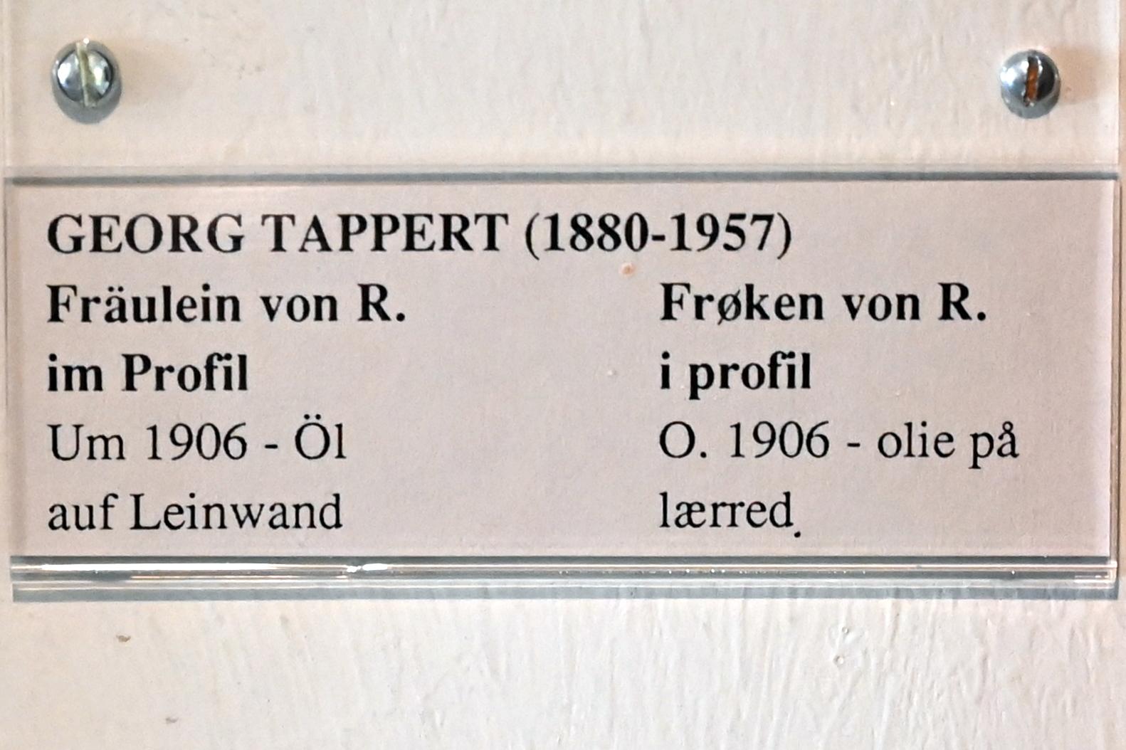 Georg Tappert (1904–1919), Fräulein von R. im Profil, Schleswig, Landesmuseum für Kunst und Kulturgeschichte, Jugendstil, um 1906, Bild 2/2