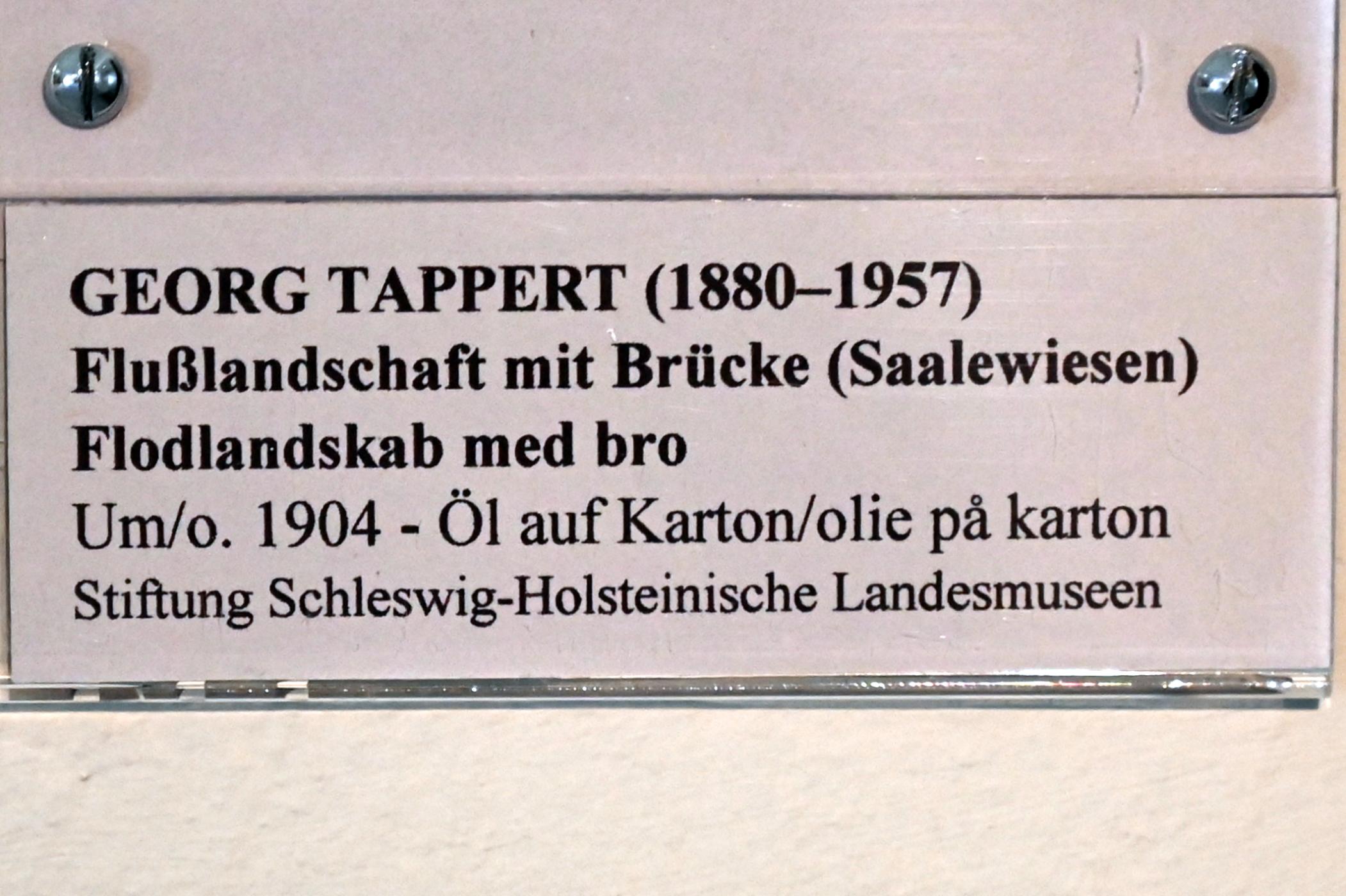 Georg Tappert (1904–1919), Flußlandschaft mit Brücke (Saalewiesen), Schleswig, Landesmuseum für Kunst und Kulturgeschichte, Jugendstil, um 1904, Bild 2/2
