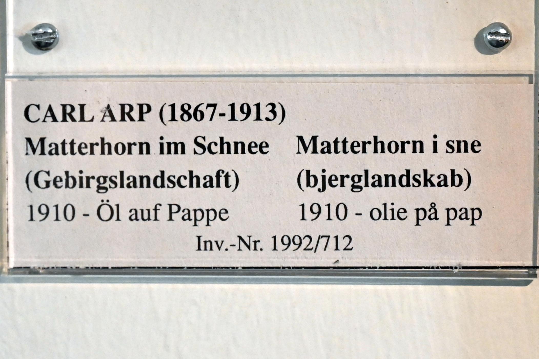 Carl Arp (1892–1910), Matterhorn im Schnee (Gebirgslandschaft), Schleswig, Landesmuseum für Kunst und Kulturgeschichte, Jugendstil, 1910, Bild 2/2