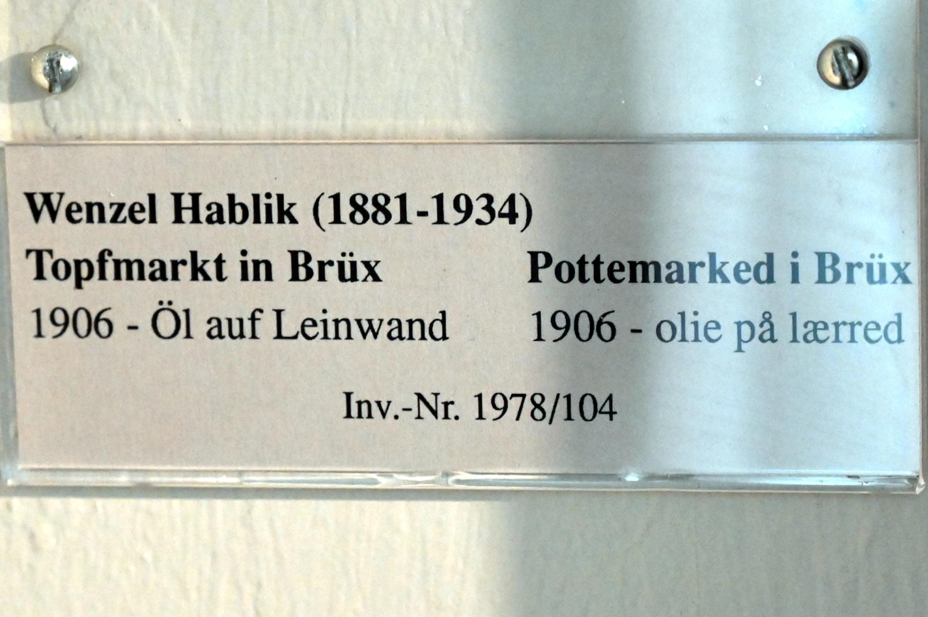 Wenzel August Hablik (1905–1925), Topfmarkt in Brüx, Schleswig, Landesmuseum für Kunst und Kulturgeschichte, Jugendstil, 1906, Bild 2/2