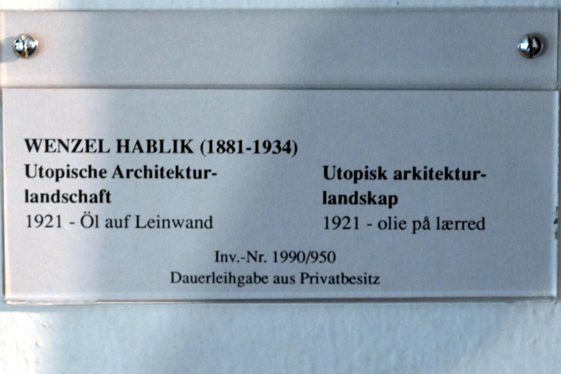Wenzel August Hablik (1905–1925), Utopische Architekturlandschaft, Schleswig, Landesmuseum für Kunst und Kulturgeschichte, Jugendstil, 1921, Bild 2/2