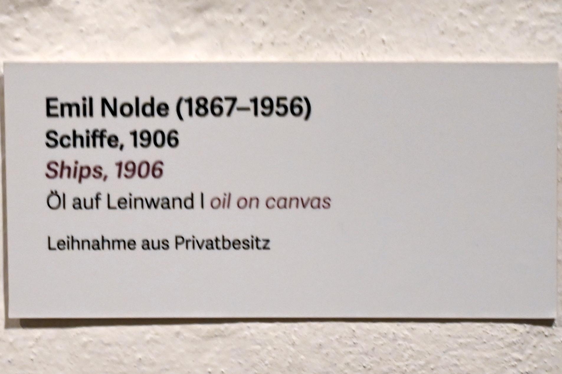 Emil Nolde (1903–1946), Schiffe, Schleswig, Landesmuseum für Kunst und Kulturgeschichte, Kunst im 20. Jh., 1906, Bild 2/2