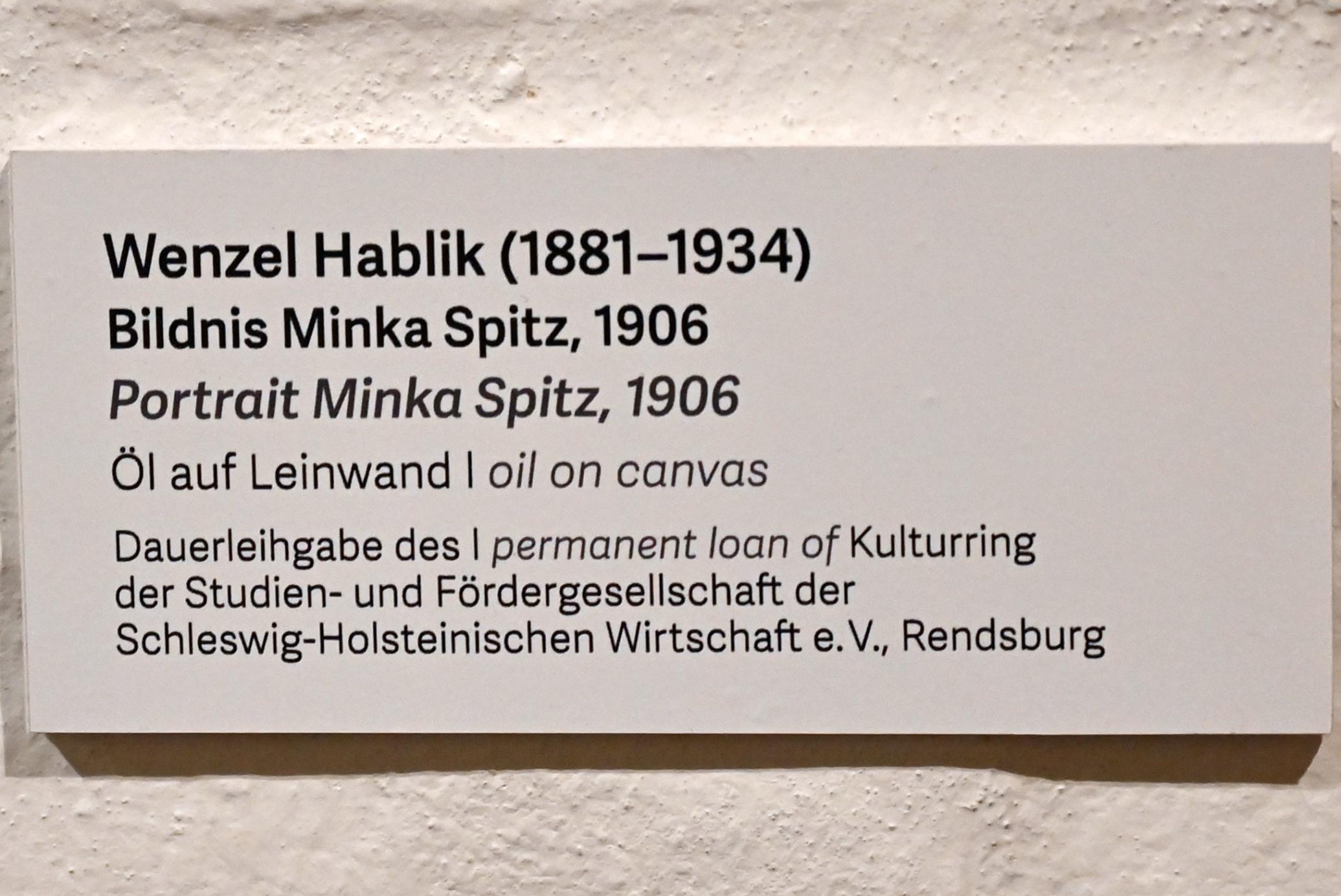 Wenzel August Hablik (1905–1925), Bildnis Minka Spitz, Schleswig, Landesmuseum für Kunst und Kulturgeschichte, Kunst im 20. Jh., 1906, Bild 2/2