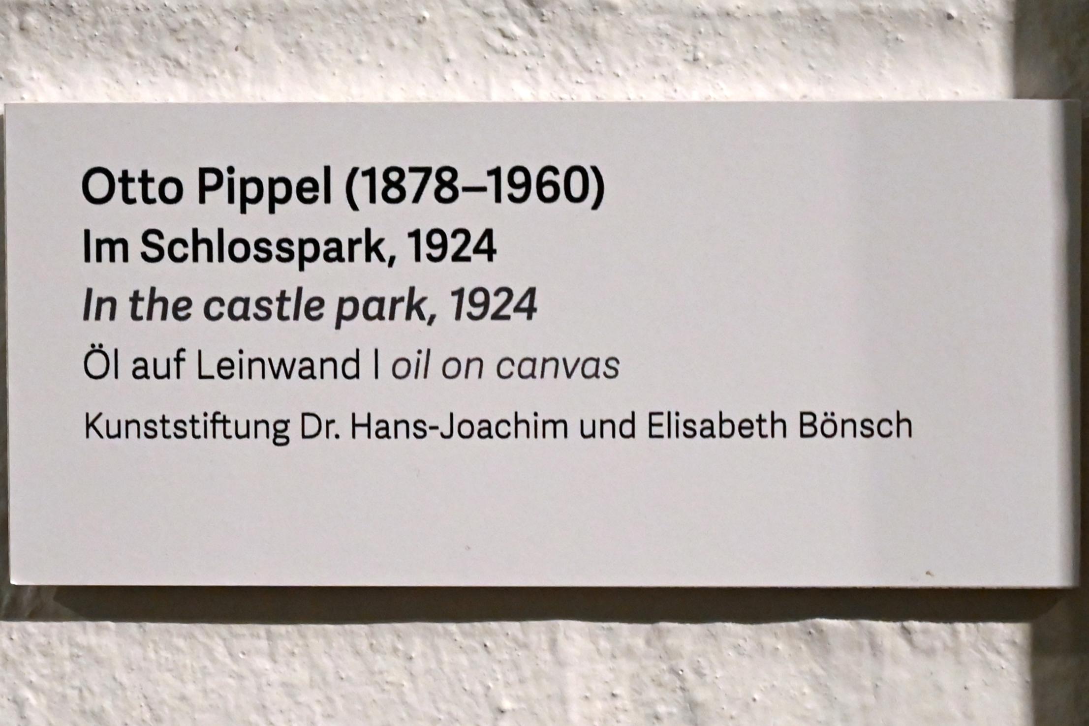 Otto Pippel (1924–1935), Im Schlosspark, Schleswig, Landesmuseum für Kunst und Kulturgeschichte, Kunst im 20. Jh., 1924, Bild 2/2