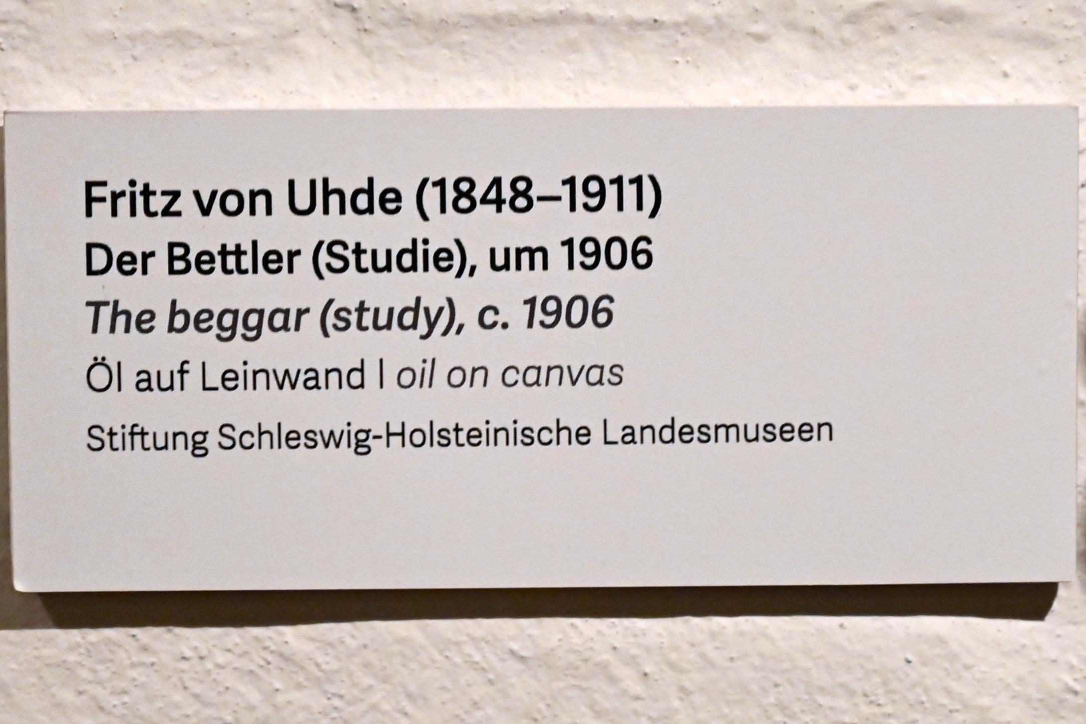 Fritz von Uhde (1882–1910), Der Bettler (Studie), Schleswig, Landesmuseum für Kunst und Kulturgeschichte, Kunst im 20. Jh., um 1906, Bild 2/2