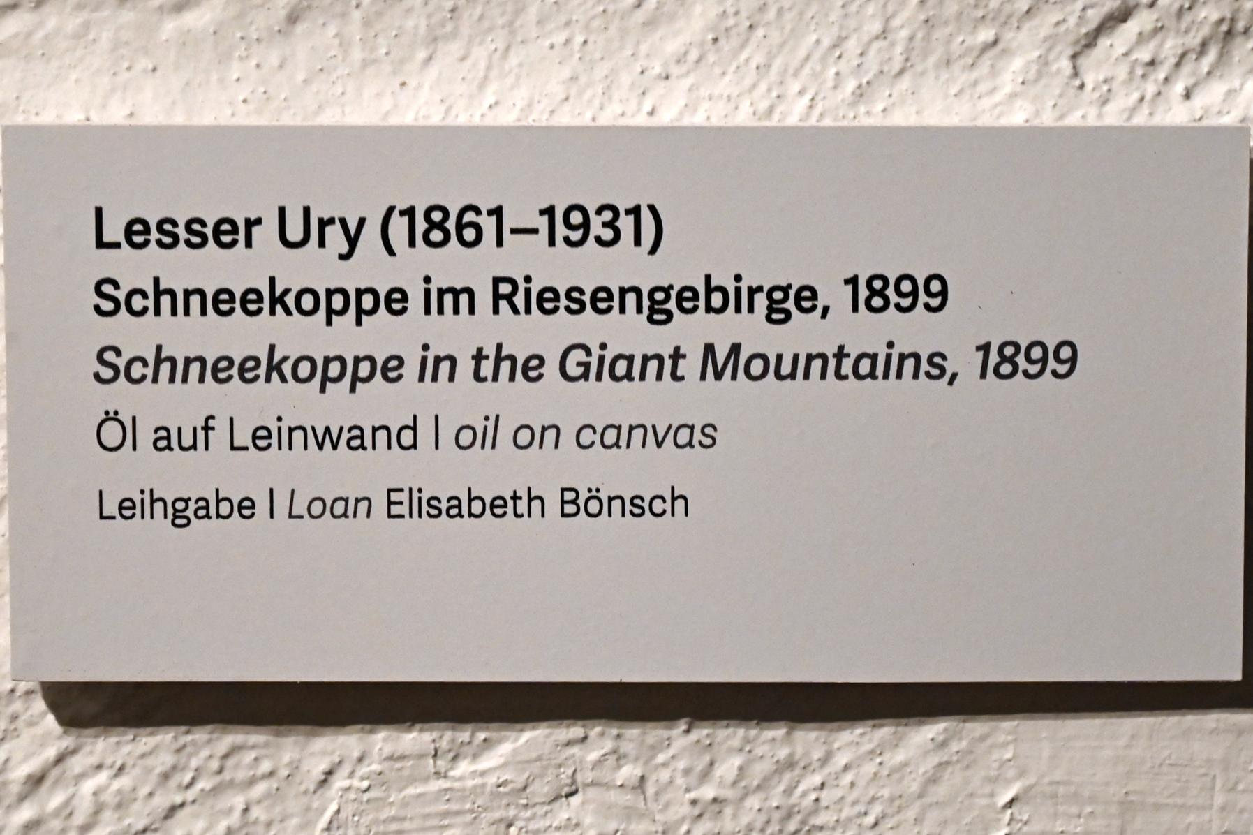 Lesser Ury (1881–1931), Schneekoppe im Riesengebirge, Schleswig, Landesmuseum für Kunst und Kulturgeschichte, Kunst im 20. Jh., 1899, Bild 2/2