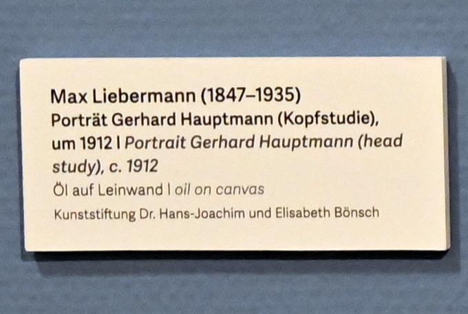 Max Liebermann (1872–1929), Porträt Gerhart Hauptmann (Kopfstudie), Schleswig, Landesmuseum für Kunst und Kulturgeschichte, Kunst im 20. Jh., um 1912, Bild 2/2