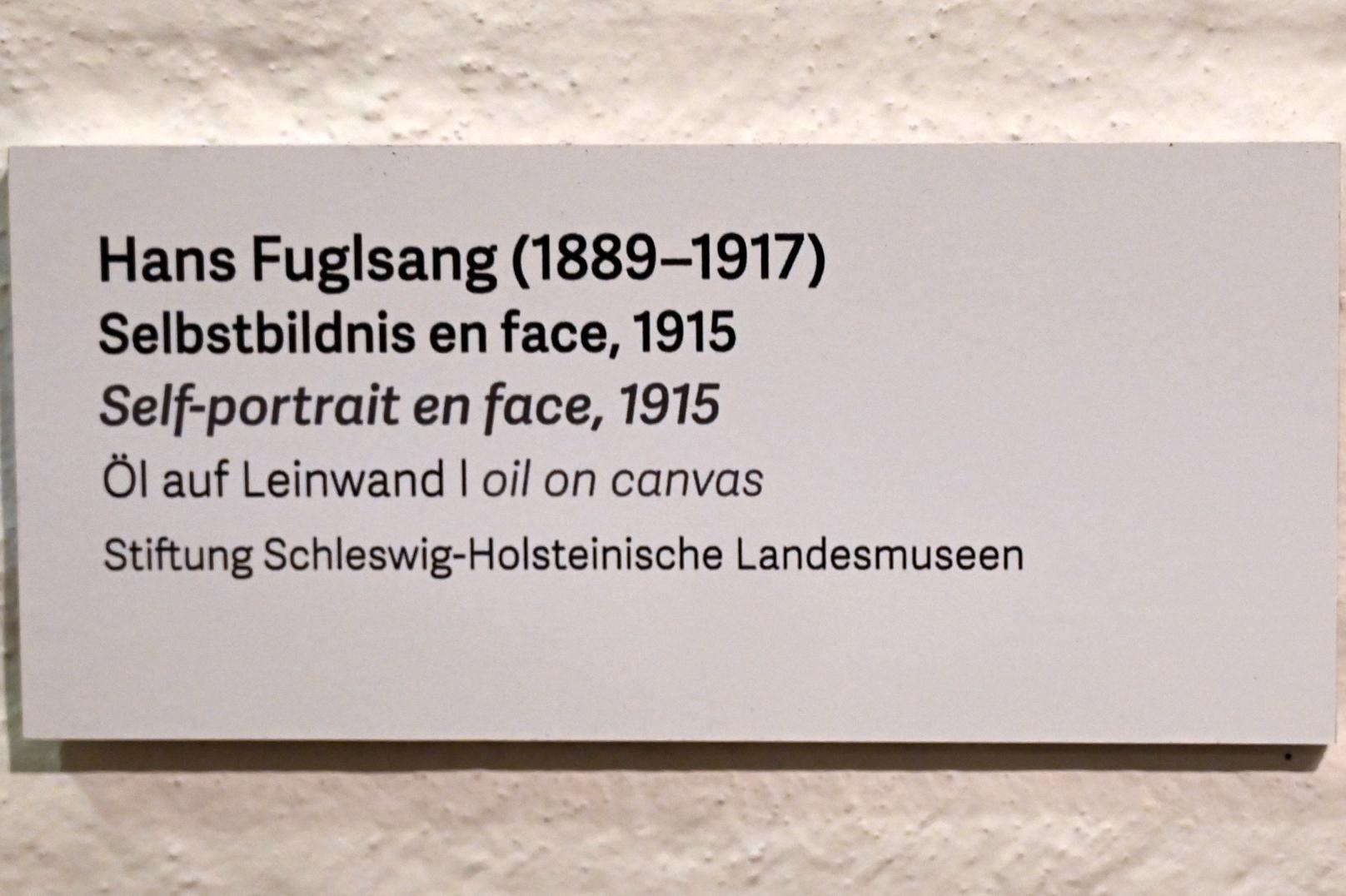 Hans Fuglsang (1913–1916), Selbstbildnis en face, Schleswig, Landesmuseum für Kunst und Kulturgeschichte, Kunst im 20. Jh., 1915, Bild 2/2