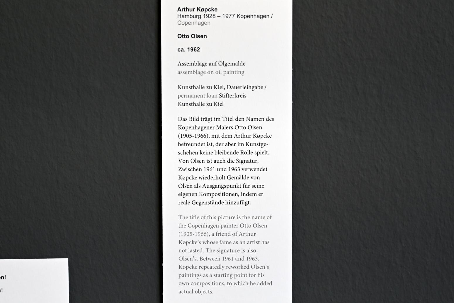 Arthur Køpcke (1960–1962), Assemblage auf Ölgemälde, Kiel, Kunsthalle, Alltagswelten, um 1962, Bild 2/2