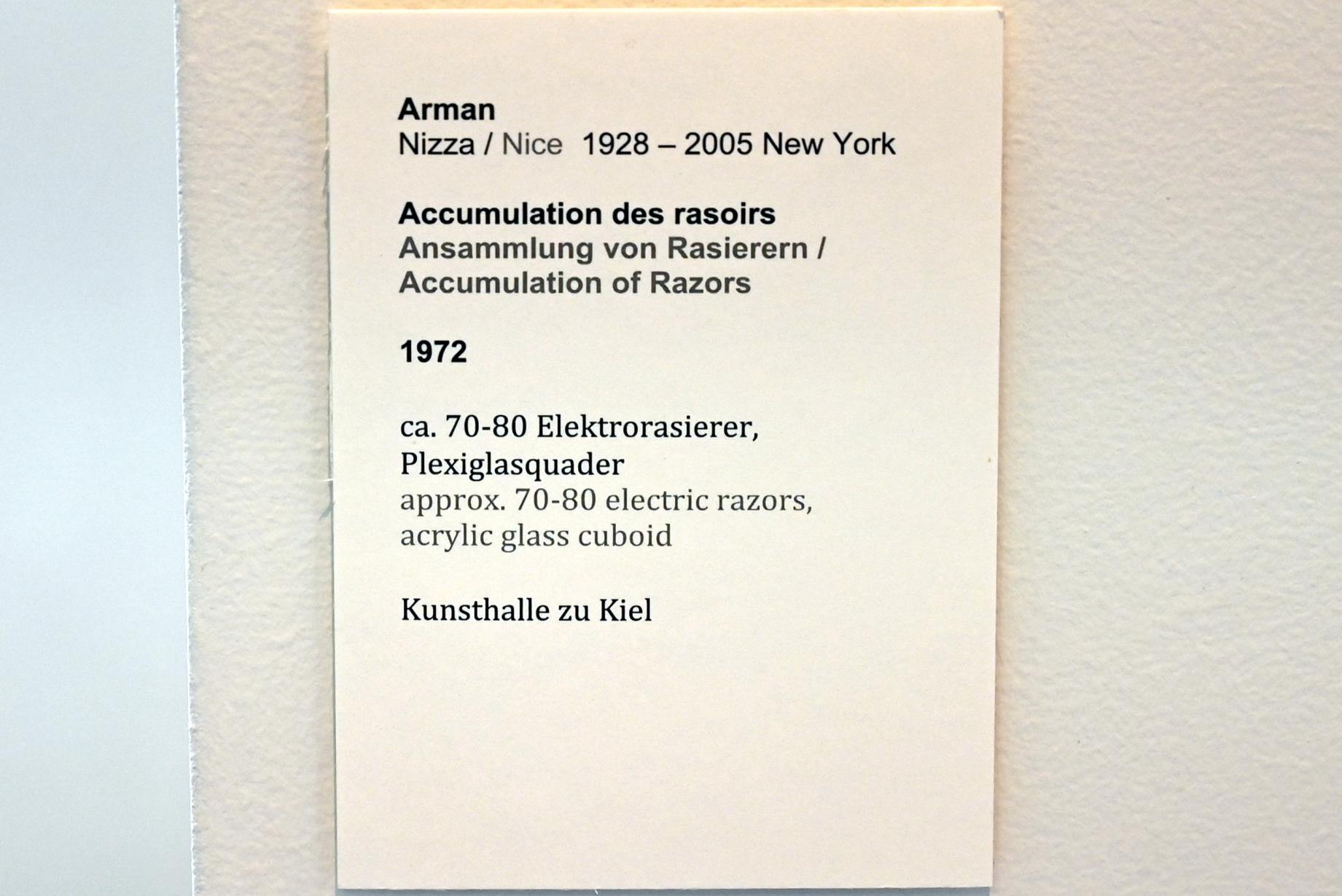 Arman (1960–1999), Ansammlung von Rasierern, Kiel, Kunsthalle, Alltagswelten, 1972, Bild 4/4