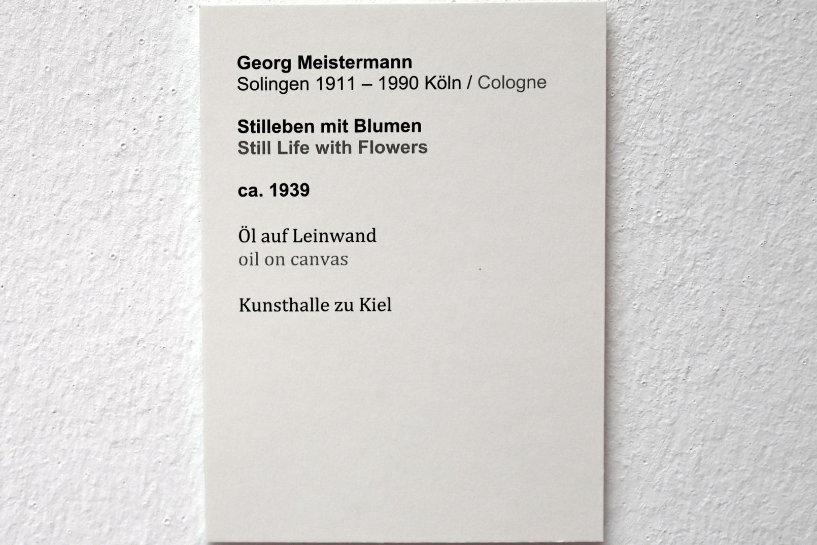 Georg Meistermann (1939–1968), Stillleben mit Blumen, Kiel, Kunsthalle, Stillleben, um 1939, Bild 2/2