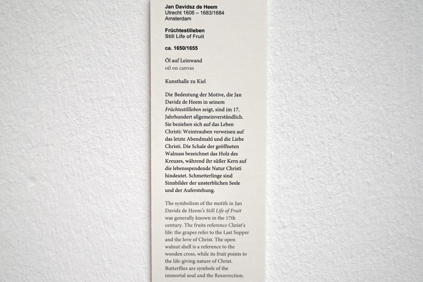 Jan Davidsz. de Heem (1634–1684), Früchtestillleben, Kiel, Kunsthalle, Stillleben, um 1650–1655, Bild 2/2