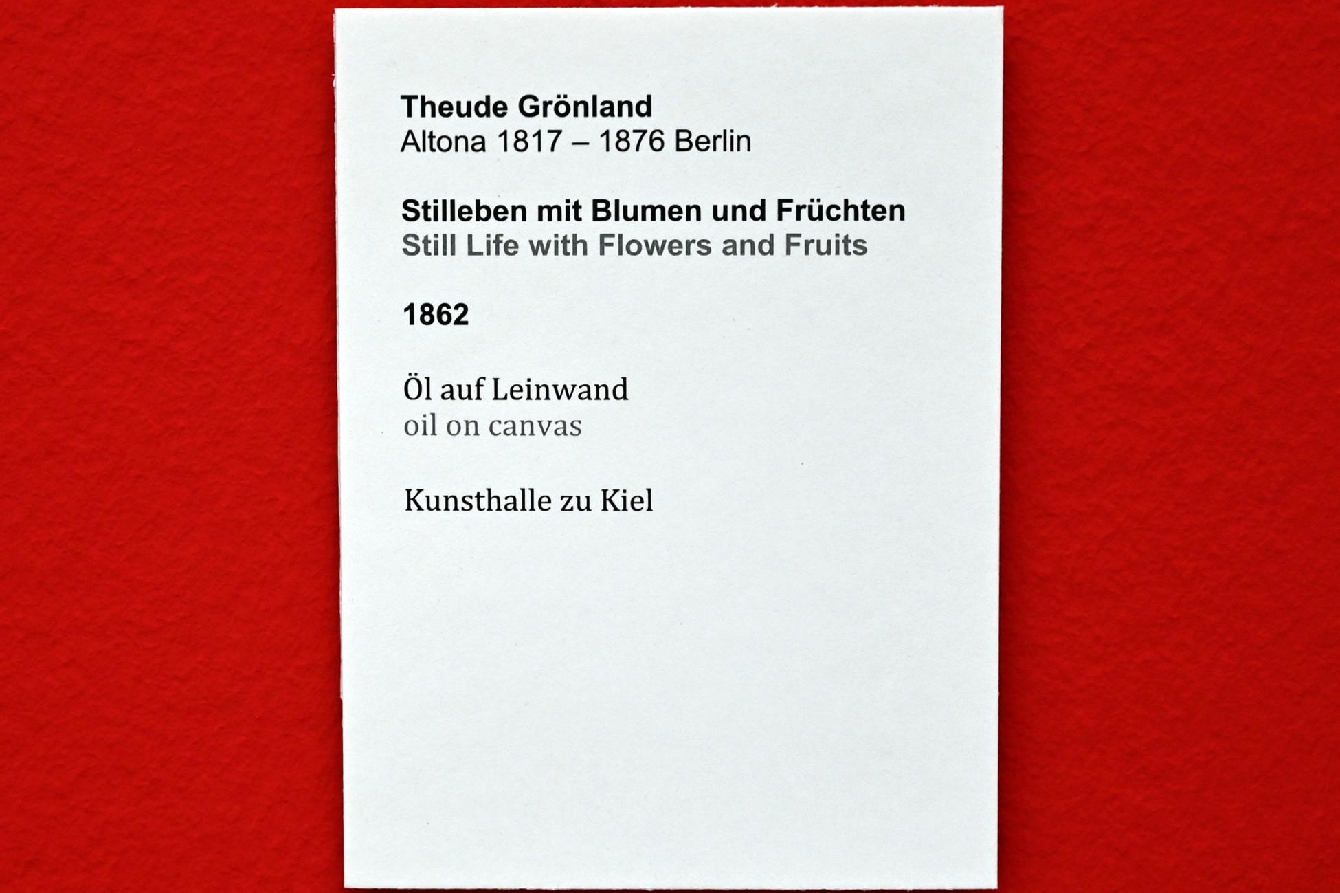 Theude Grönland (1862), Stillleben mit Blumen und Früchten, Kiel, Kunsthalle, Stillleben, 1862, Bild 2/2