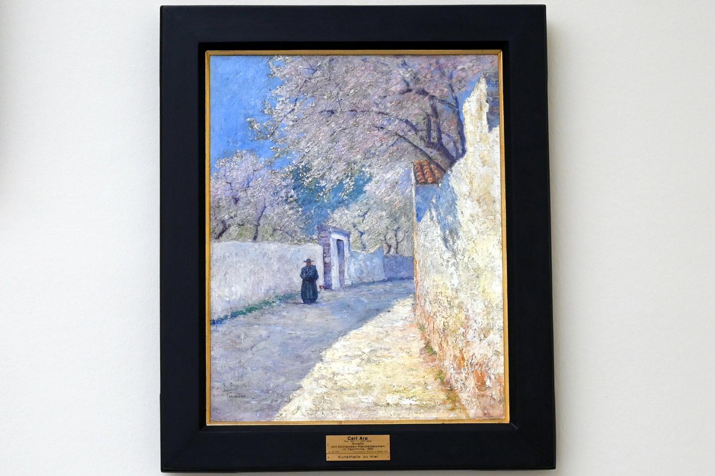 Carl Arp (1892–1910): Straße mit blühenden Mandelbäumen in Taormina, 1893