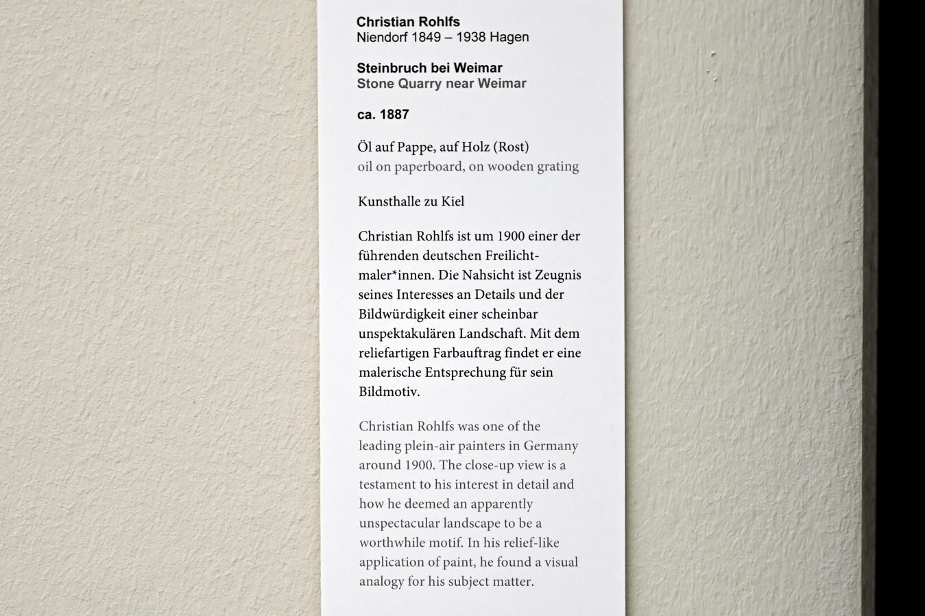 Christian Rohlfs (1874–1930), Steinbruch bei Weimar, Kiel, Kunsthalle, Landschaften, um 1887, Bild 2/2