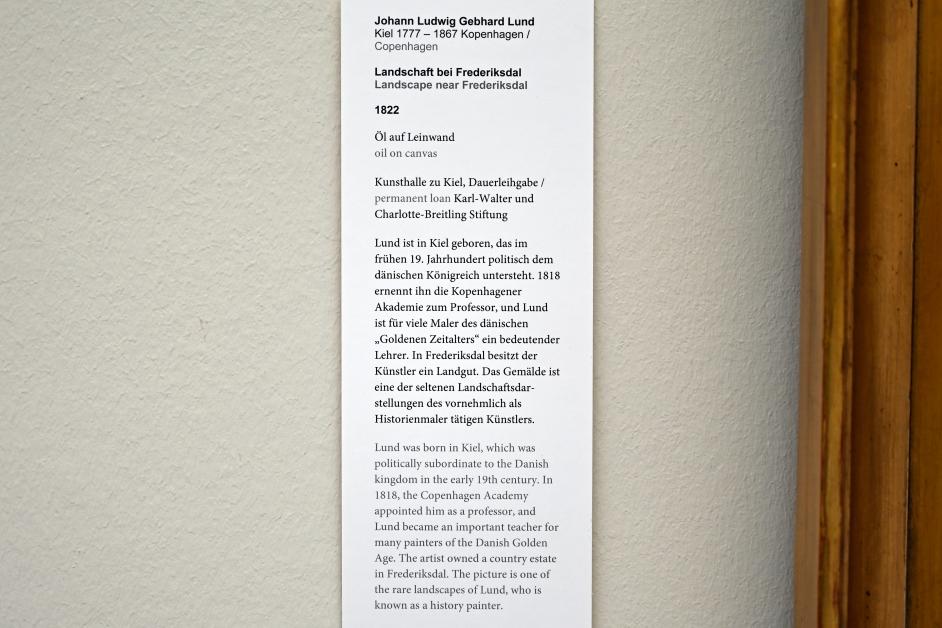 Johann Ludwig Gebhard Lund (1822–1842), Landschaft bei Frederiksdal, Kiel, Kunsthalle, Landschaften, 1822, Bild 2/2