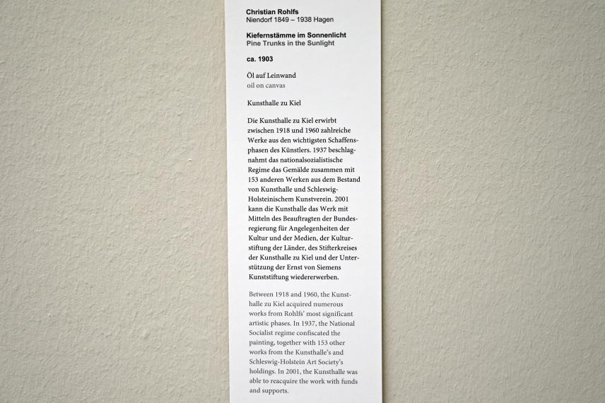 Christian Rohlfs (1874–1930), Kiefernstämme im Sonnenlicht, Kiel, Kunsthalle, Landschaften, um 1903, Bild 2/2