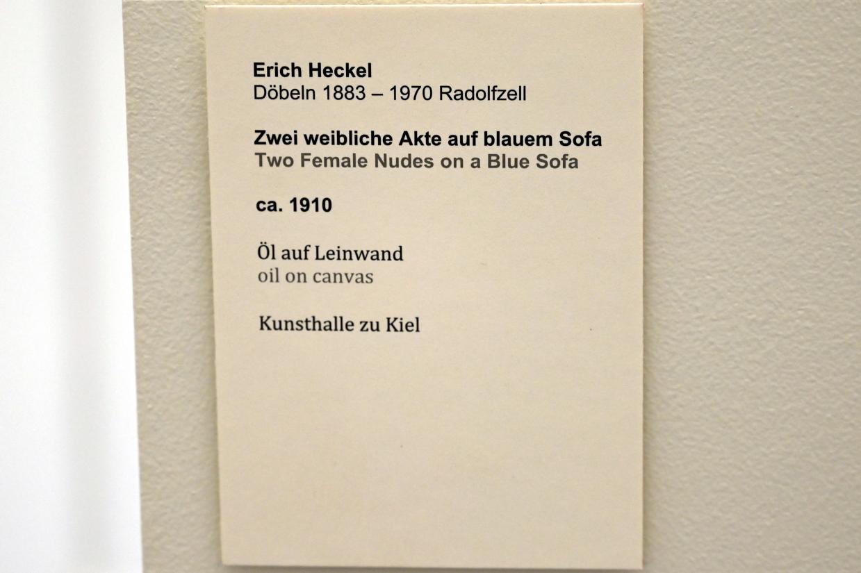 Erich Heckel (1906–1958), Zwei weibliche Akte auf blauem Sofa, Kiel, Kunsthalle, Doppelseitige Gemälde, um 1910, Bild 2/2