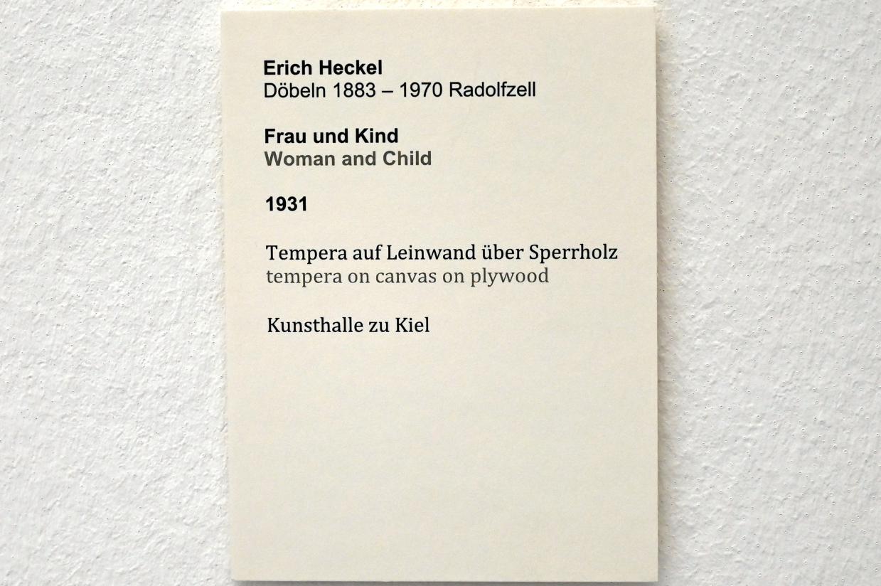 Erich Heckel (1906–1958), Frau und Kind, Kiel, Kunsthalle, Doppelseitige Gemälde, 1931, Bild 2/2