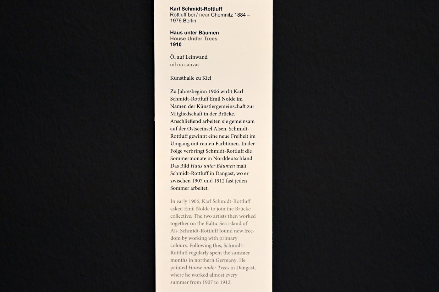 Karl Schmidt-Rottluff (1907–1937), Haus unter Bäumen, Kiel, Kunsthalle, Kräfte der Natur, 1910, Bild 2/2