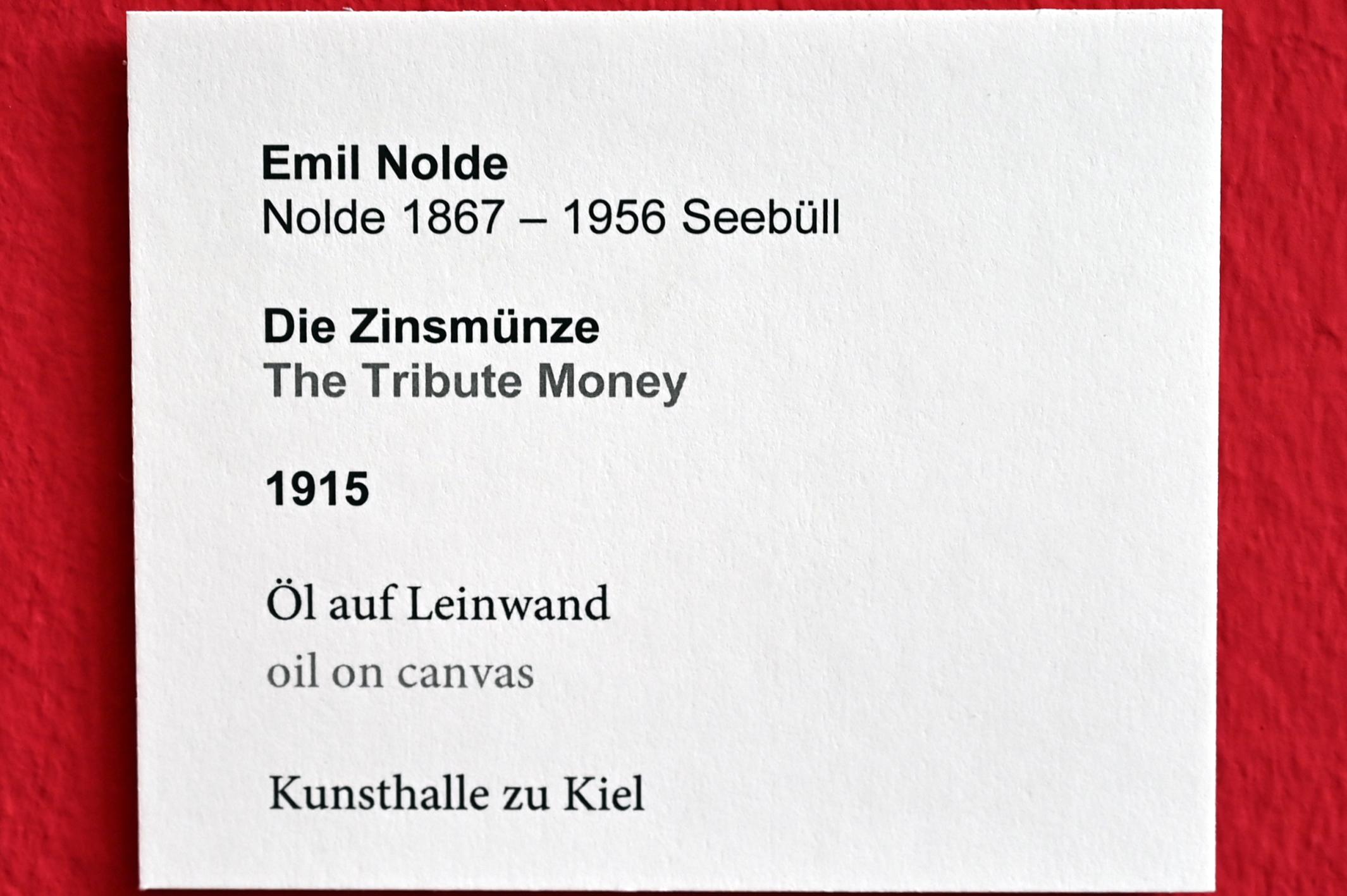 Emil Nolde (1903–1946), Die Zinsmünze, Kiel, Kunsthalle, Die menschliche Figur, 1915, Bild 2/2