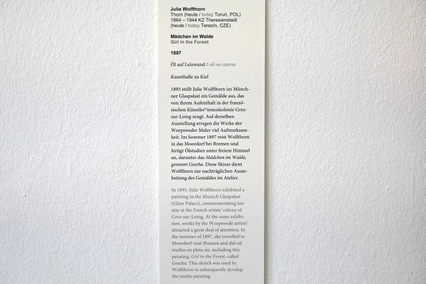 Julie Wolfthorn (1895–1897), Mädchen im Walde, Kiel, Kunsthalle, Künstlerinnen um 1900, 1897, Bild 2/2